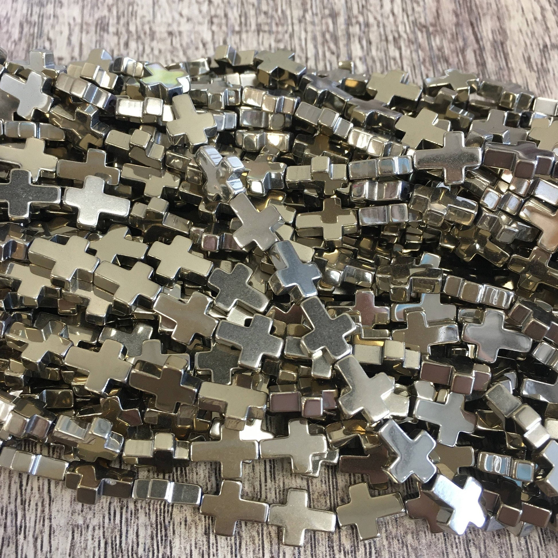 Pyrite Hematite Cross Beads | Bellaire Wholesale