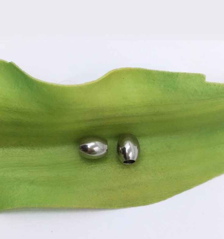 Oval rice spacer beads, Stainless Steel Spacer beads