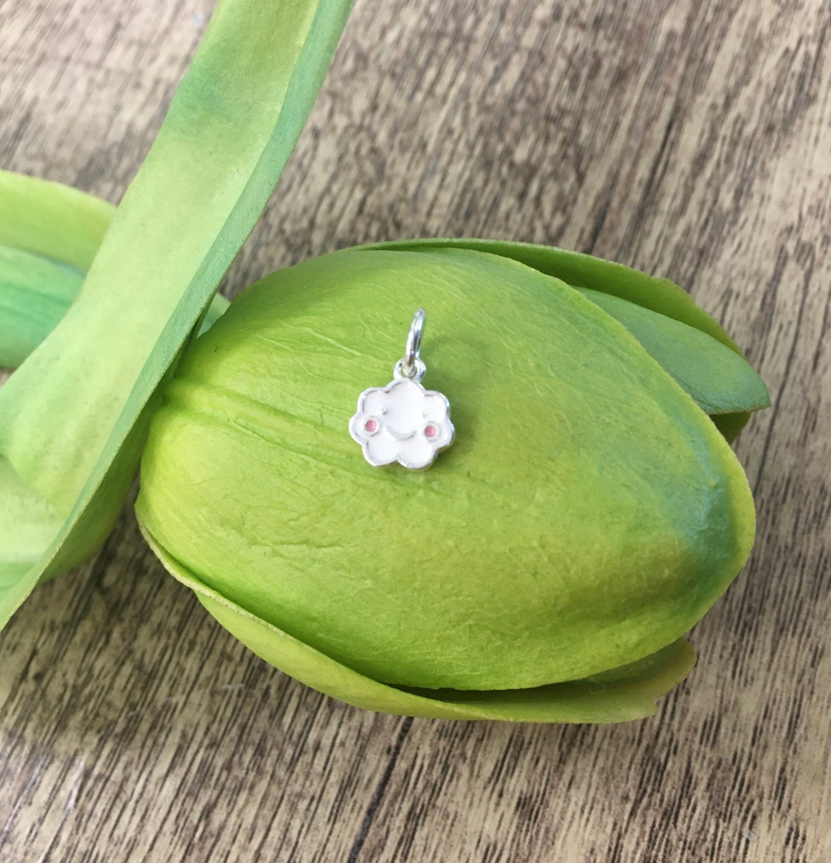 Sterling Silver Cute Smiley Cloud Charm