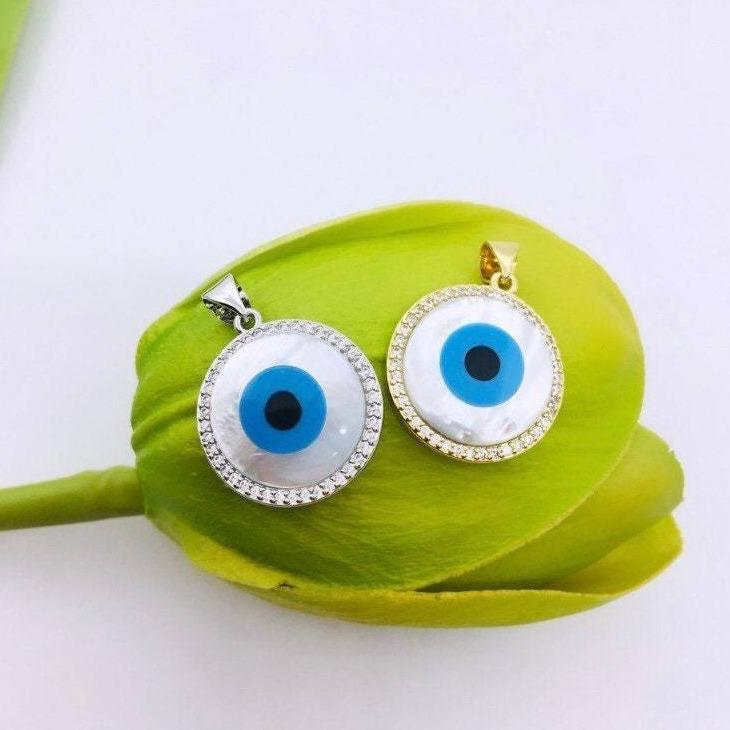 Evil Eye Pendant, 18k Gold Evil Eye CZ Pendant 