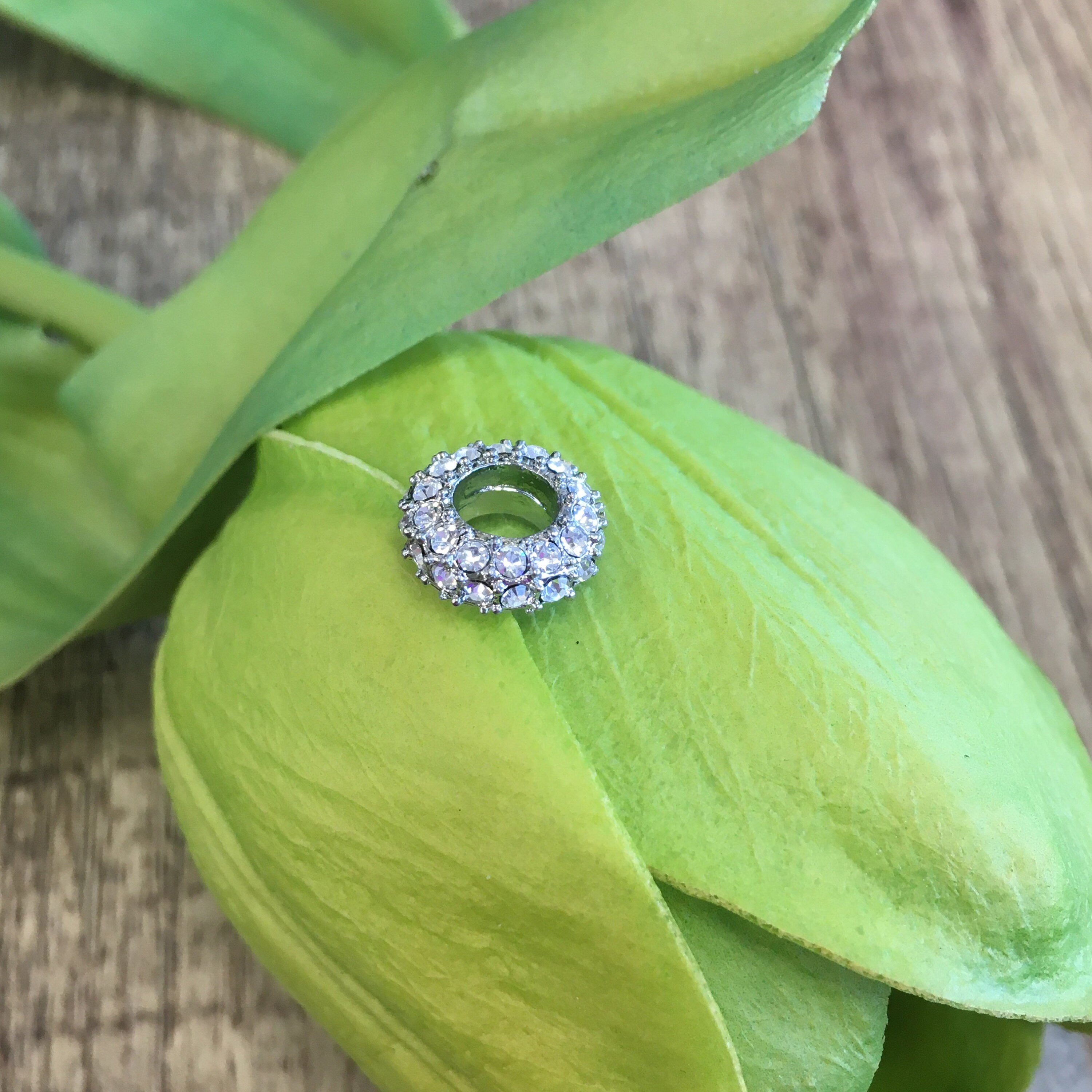 Rhinestone Spacers, Alloy Spacer Beads, Large Hole Beads