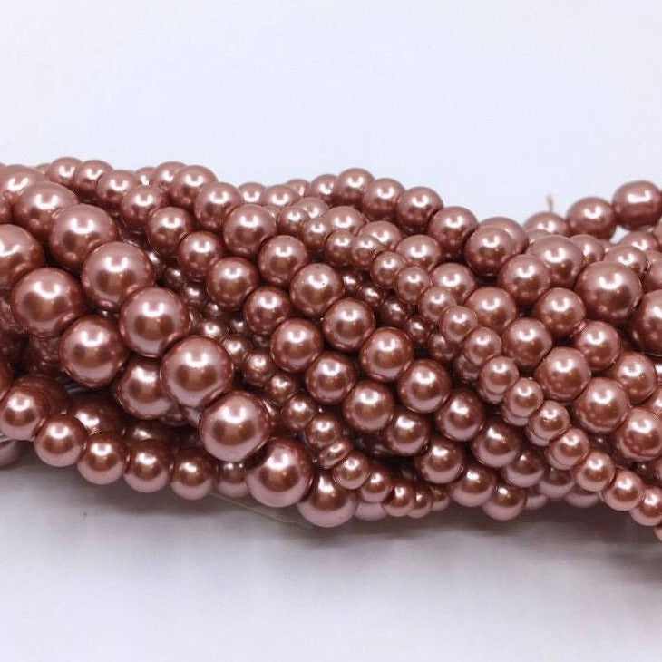 Mauve Pink Faux Glass Pearls | Bellaire Wholesale