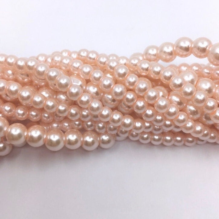 Blush Pink Faux Glass Pearls, Faux Glass Bead