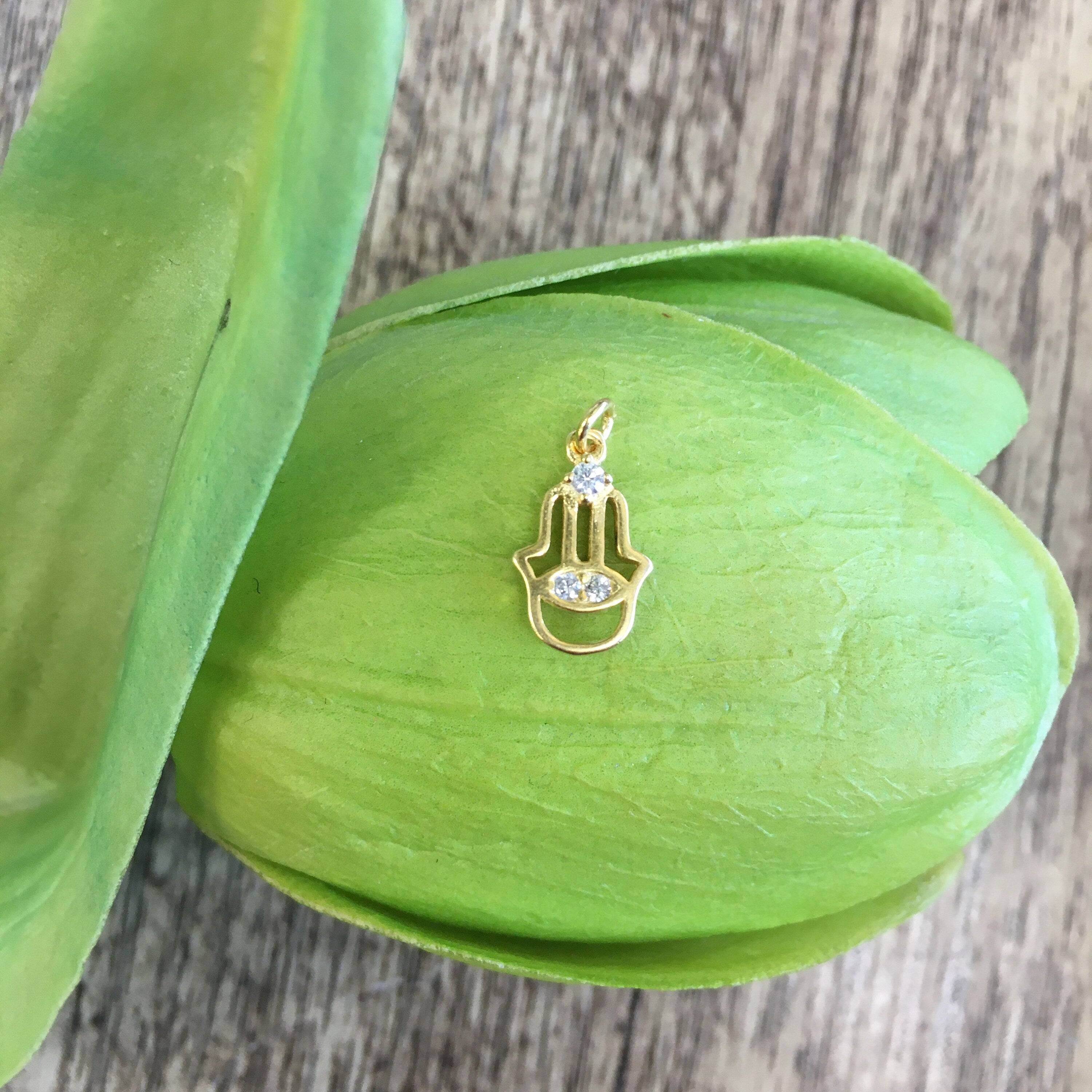 Sterling Silver Hamsa Charm with Evil Eye