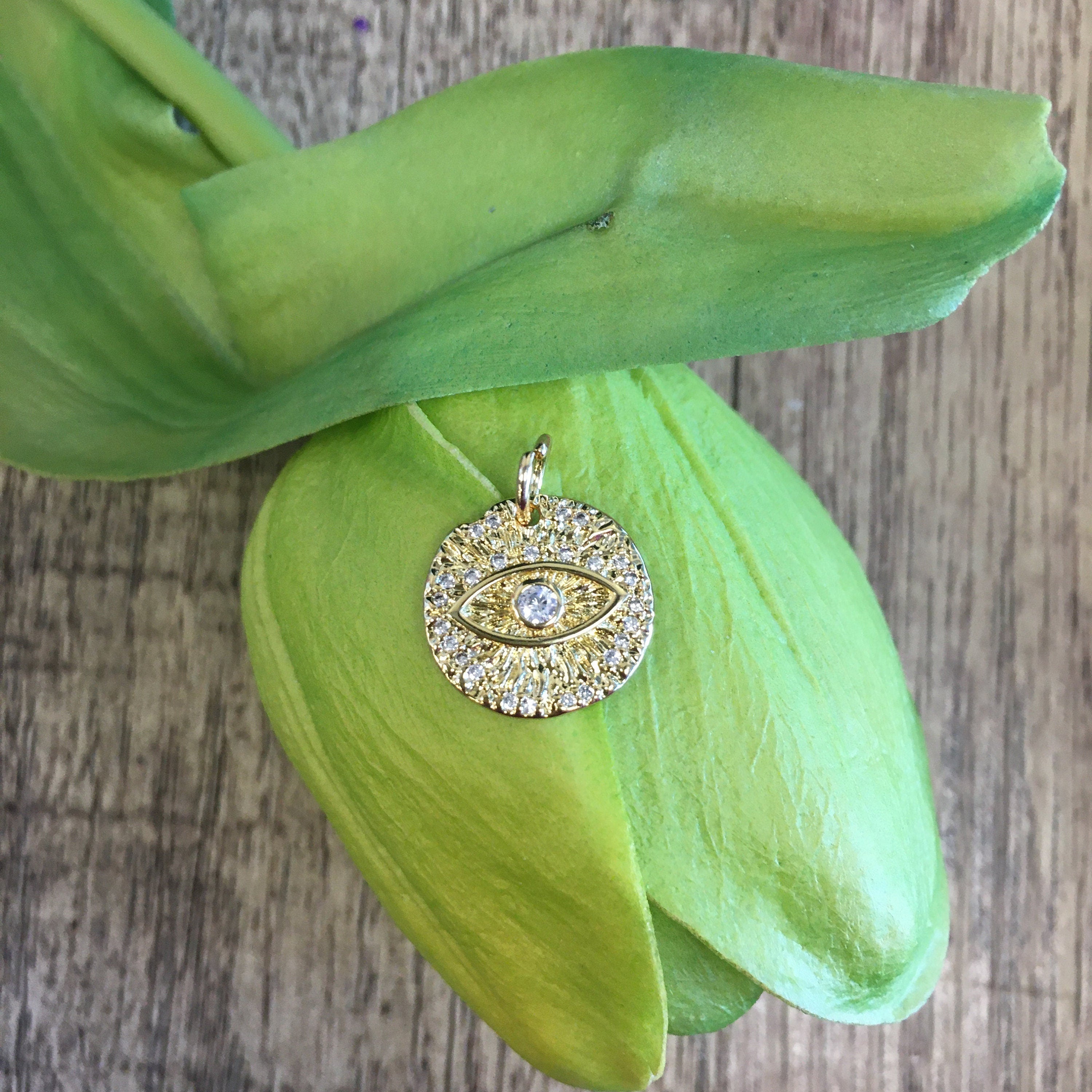 Flat Round Evil Eye Charm  | Bellaire Wholesale