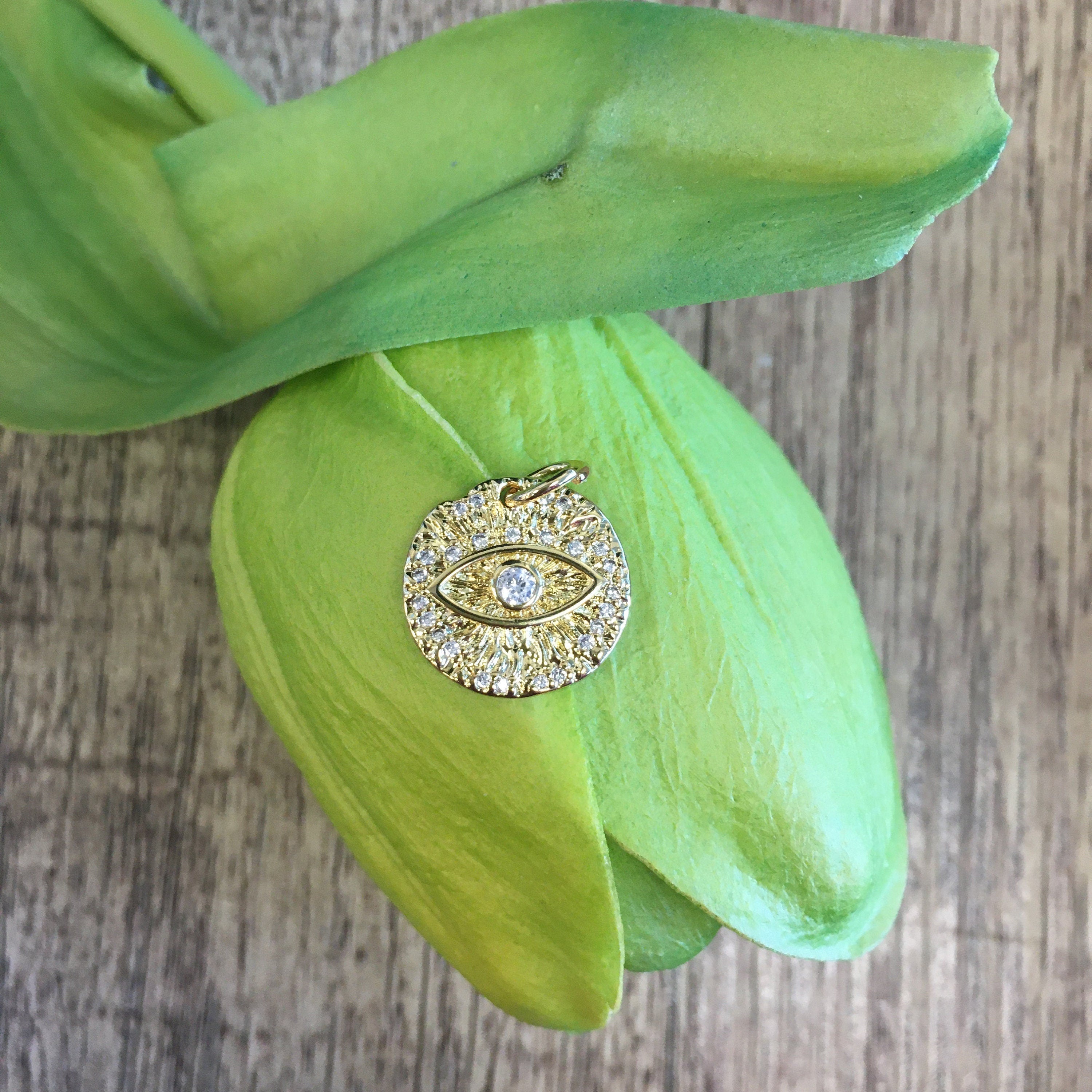 Flat Round Evil Eye Charm  | Bellaire Wholesale
