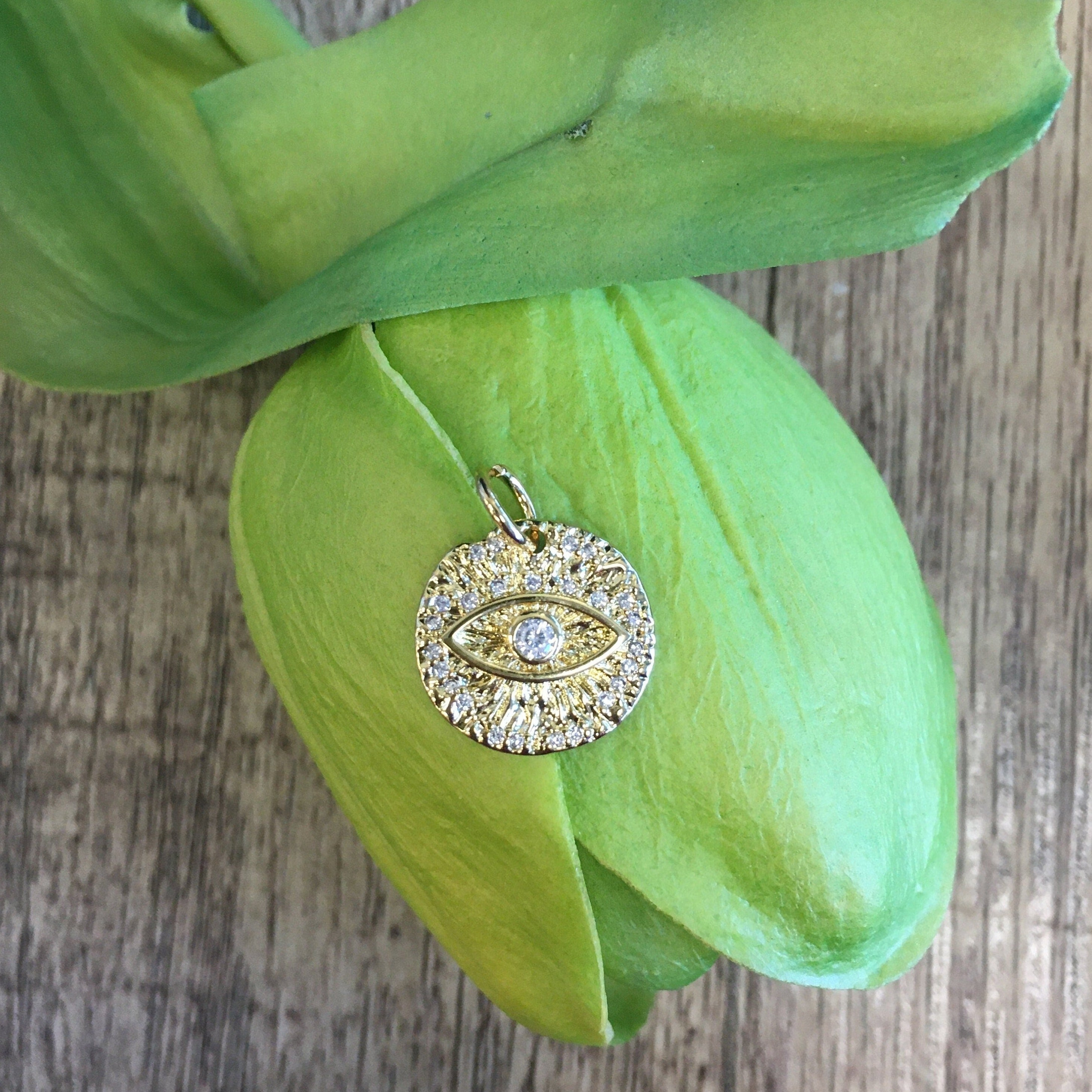 Flat Round Evil Eye Charm  | Bellaire Wholesale