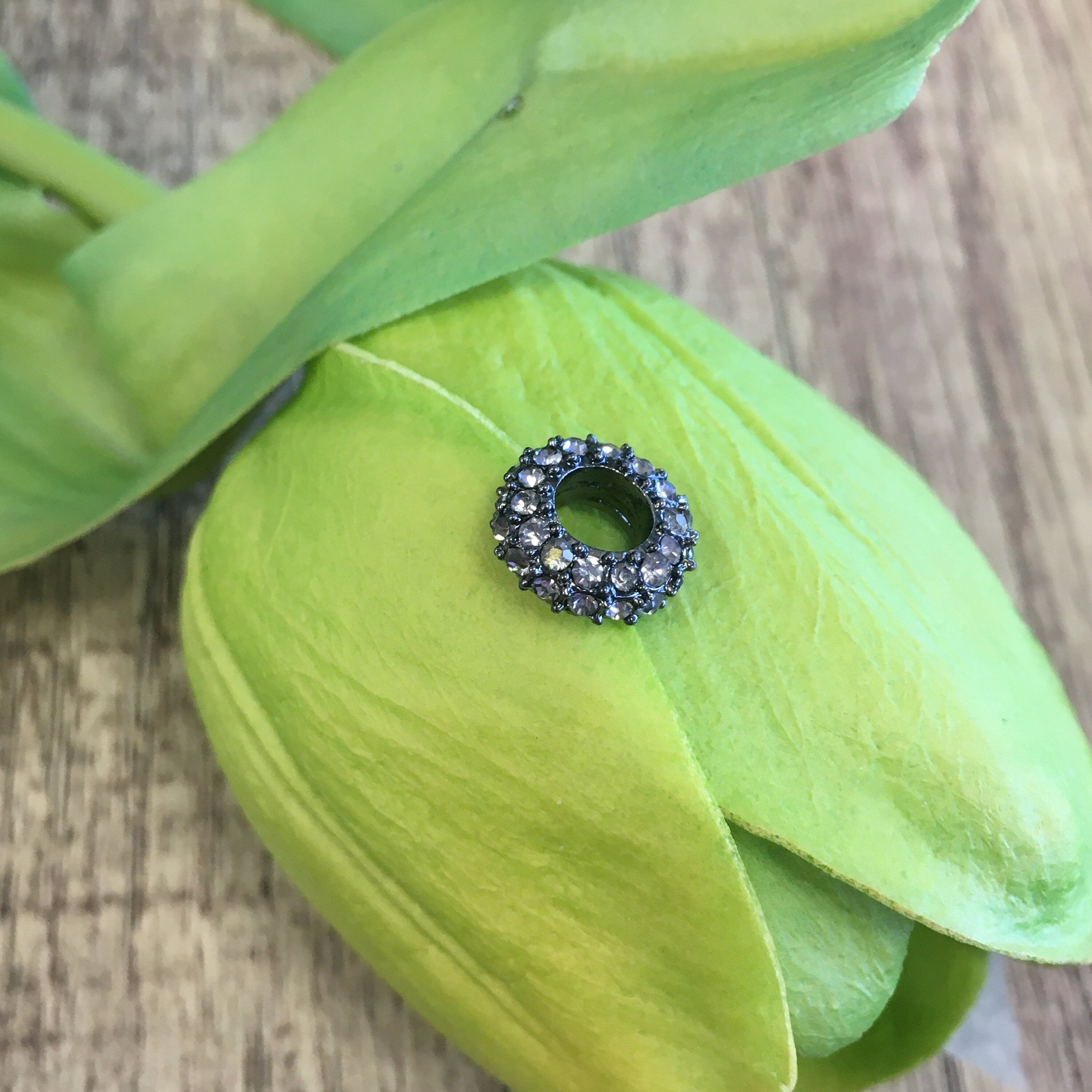 Rhinestone Spacers, Alloy Spacer Beads, Large Hole Beads