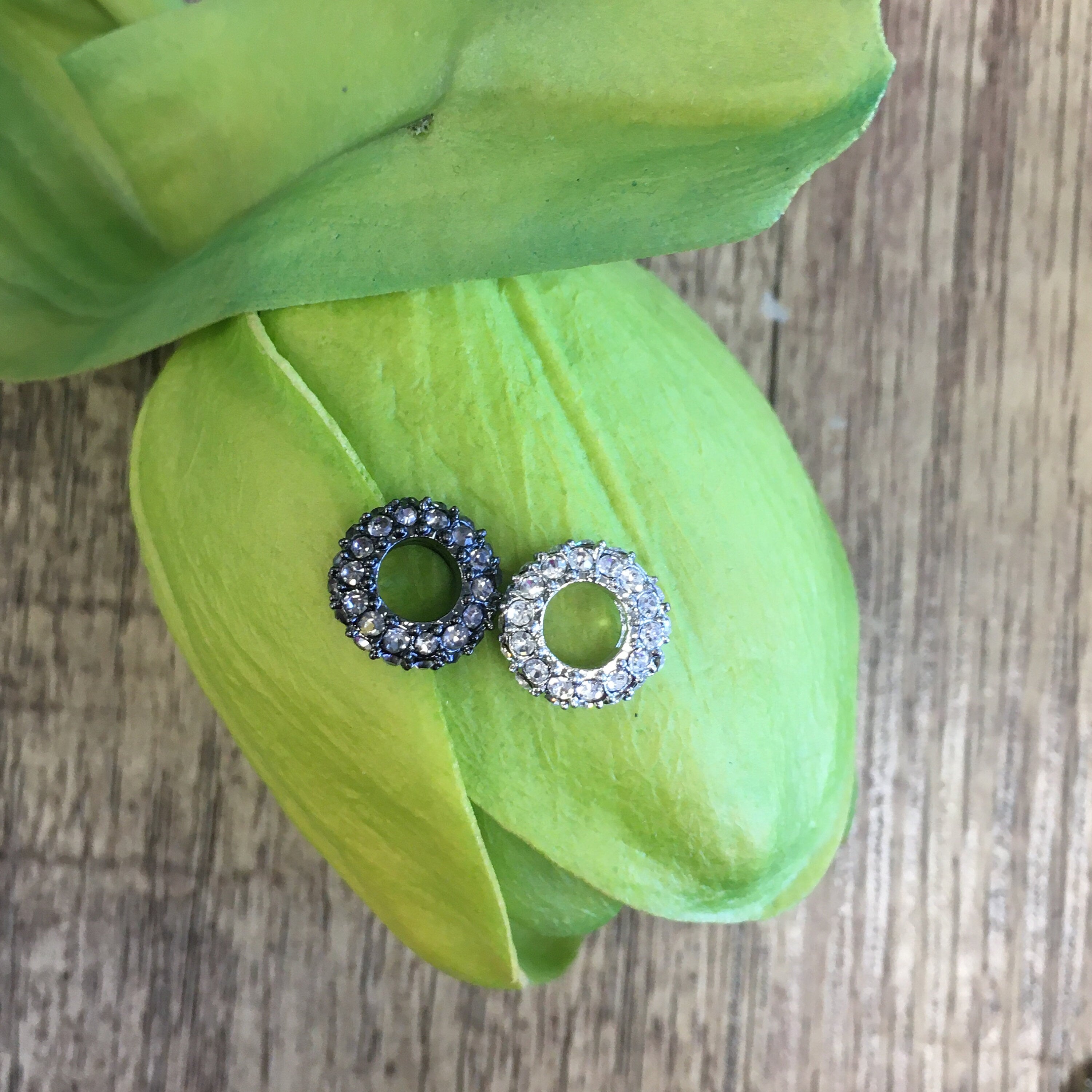 Rhinestone Spacers, Alloy Spacer Beads, Large Hole Beads