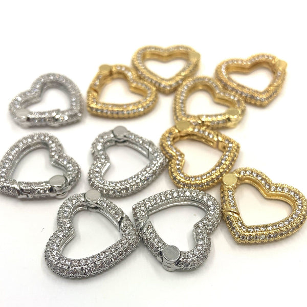 18k Gold Plated Spring Lock, Heart Shape | Bellaire Wholesale