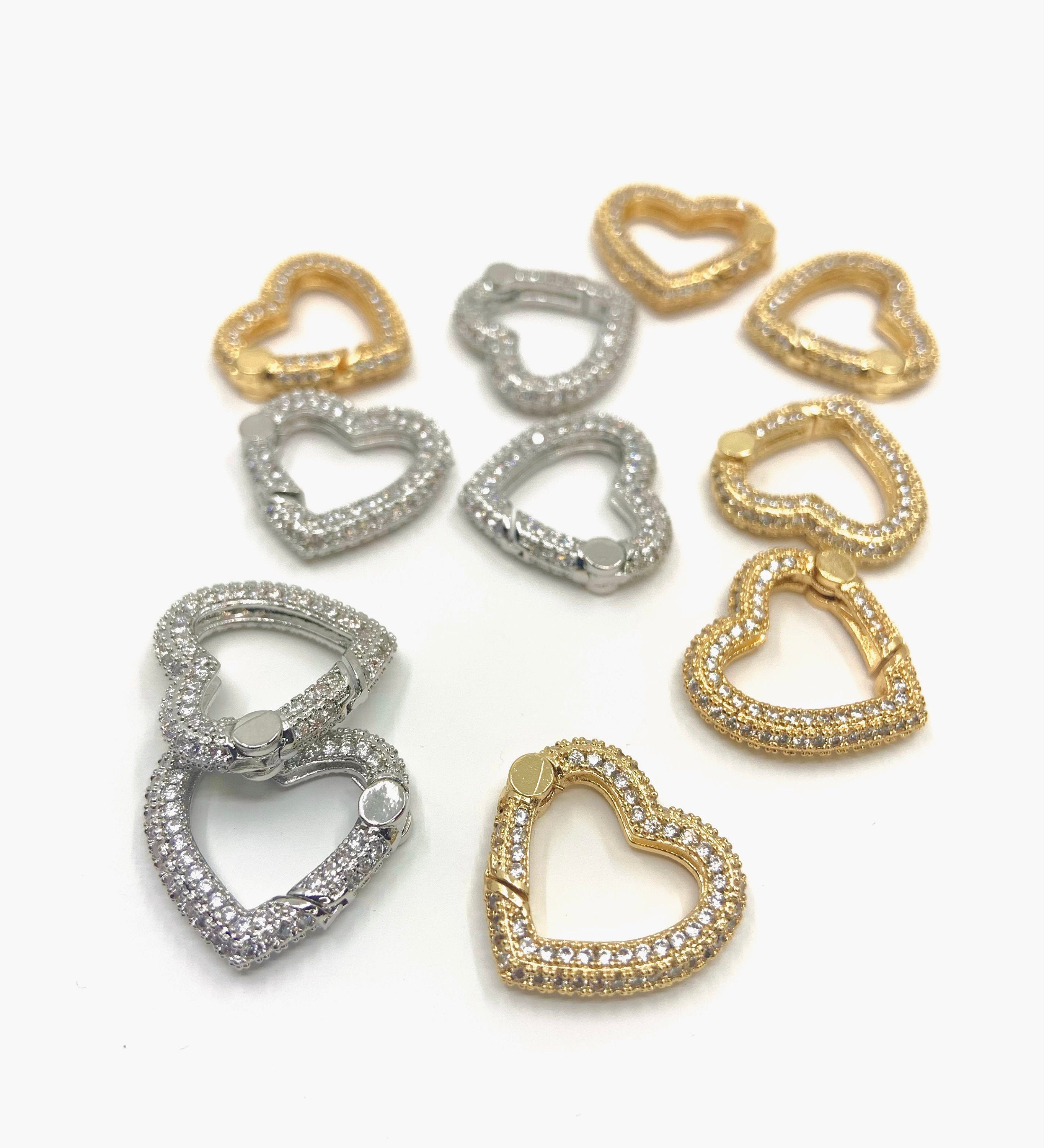 18k Gold Plated Spring Lock, Heart Shape | Bellaire Wholesale