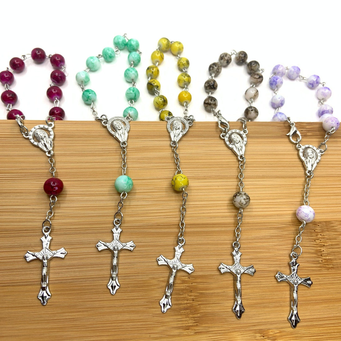 Mini Glass Bead Rosary, 5 colors | Bellaire Wholesale