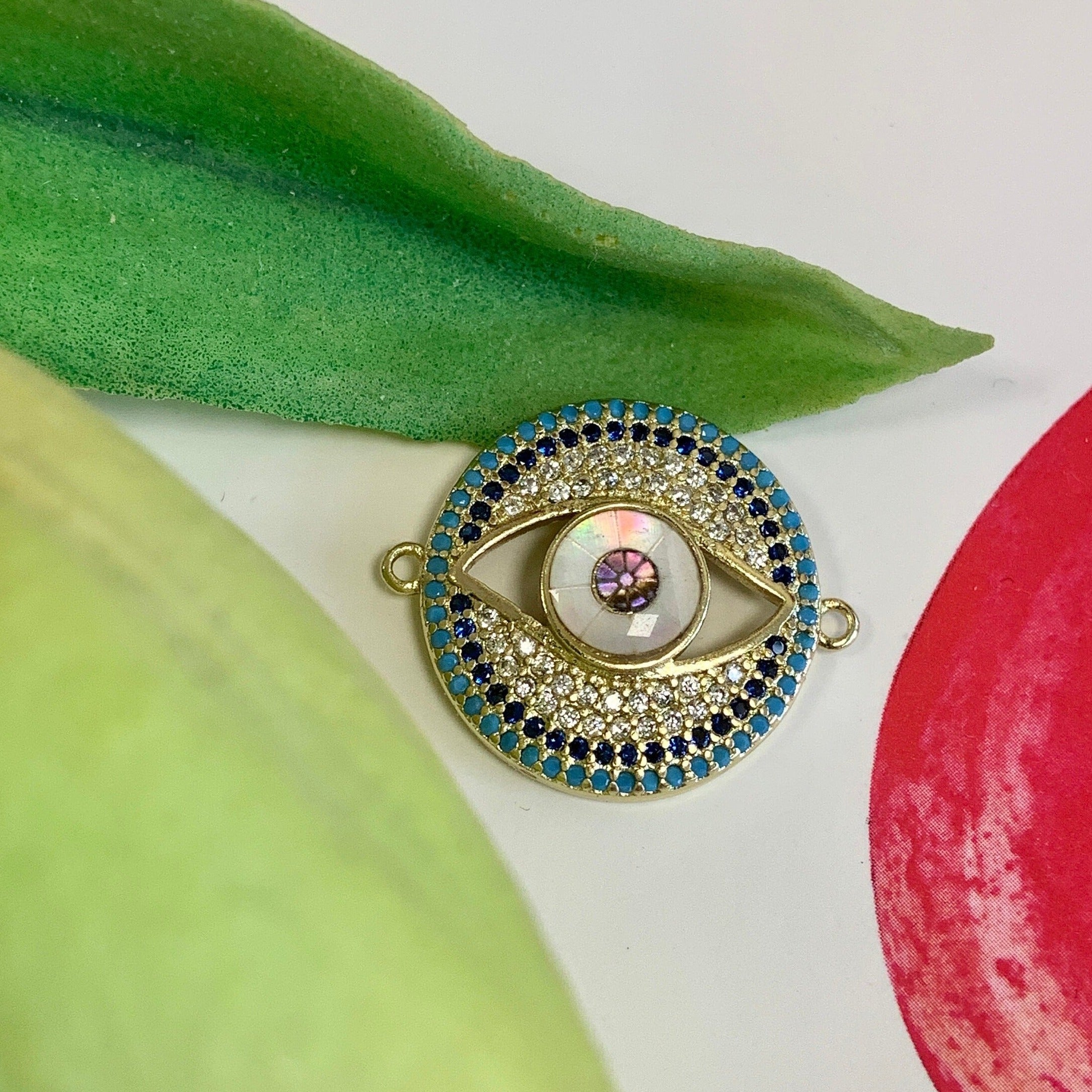 Round Evil Eye CZ Pave Connector | Bellaire Wholesale