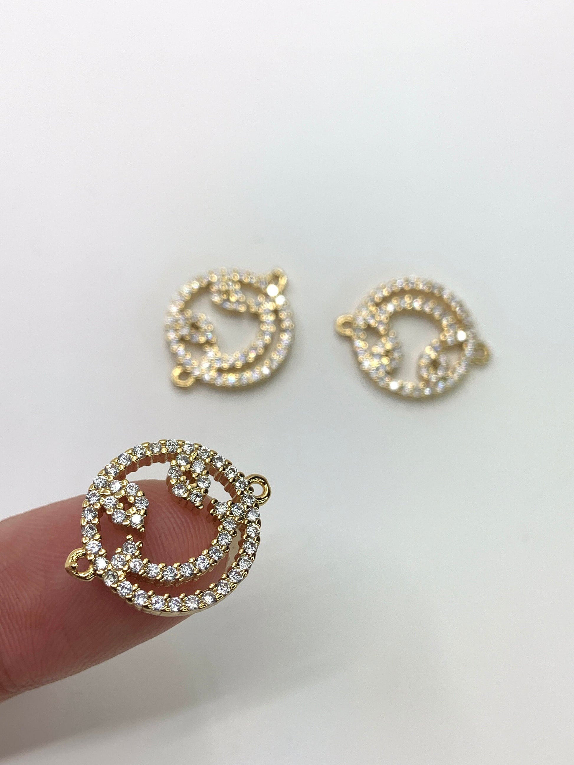 Smiley Face Connector, CZ Pave | Bellaire Wholesale
