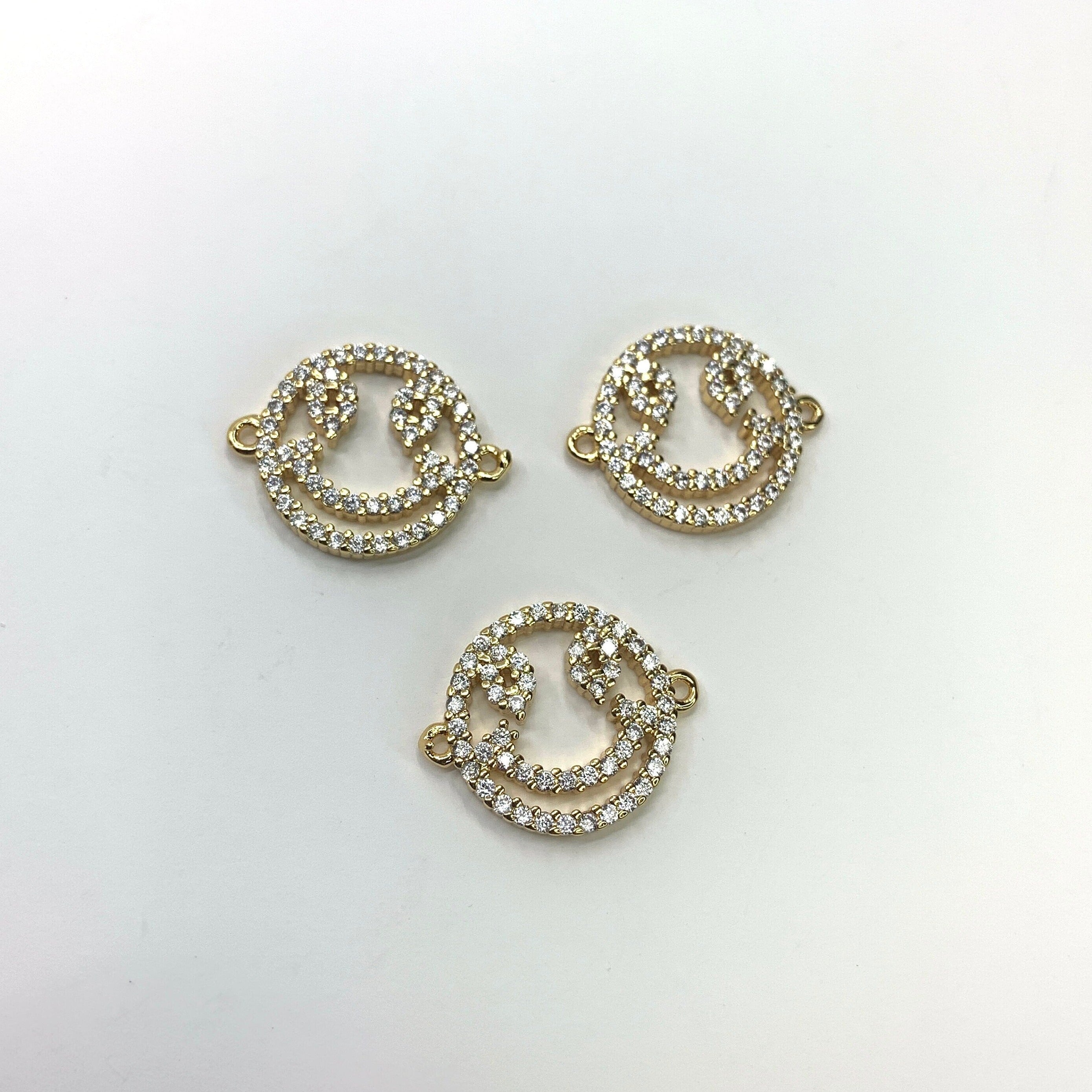 Smiley Face Connector, CZ Pave | Bellaire Wholesale