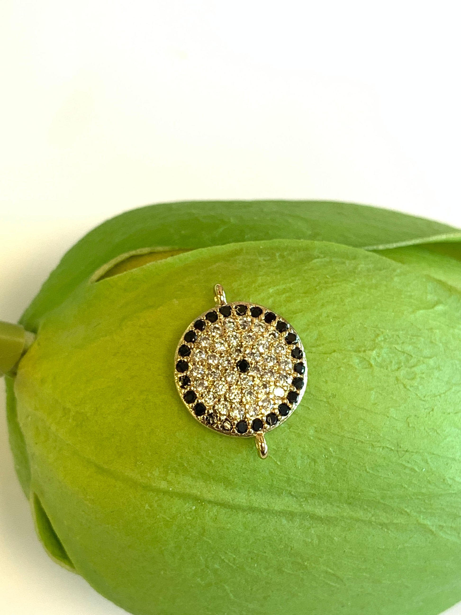 Round Evil Eye CZ Pave Connector | Bellaire Wholesale