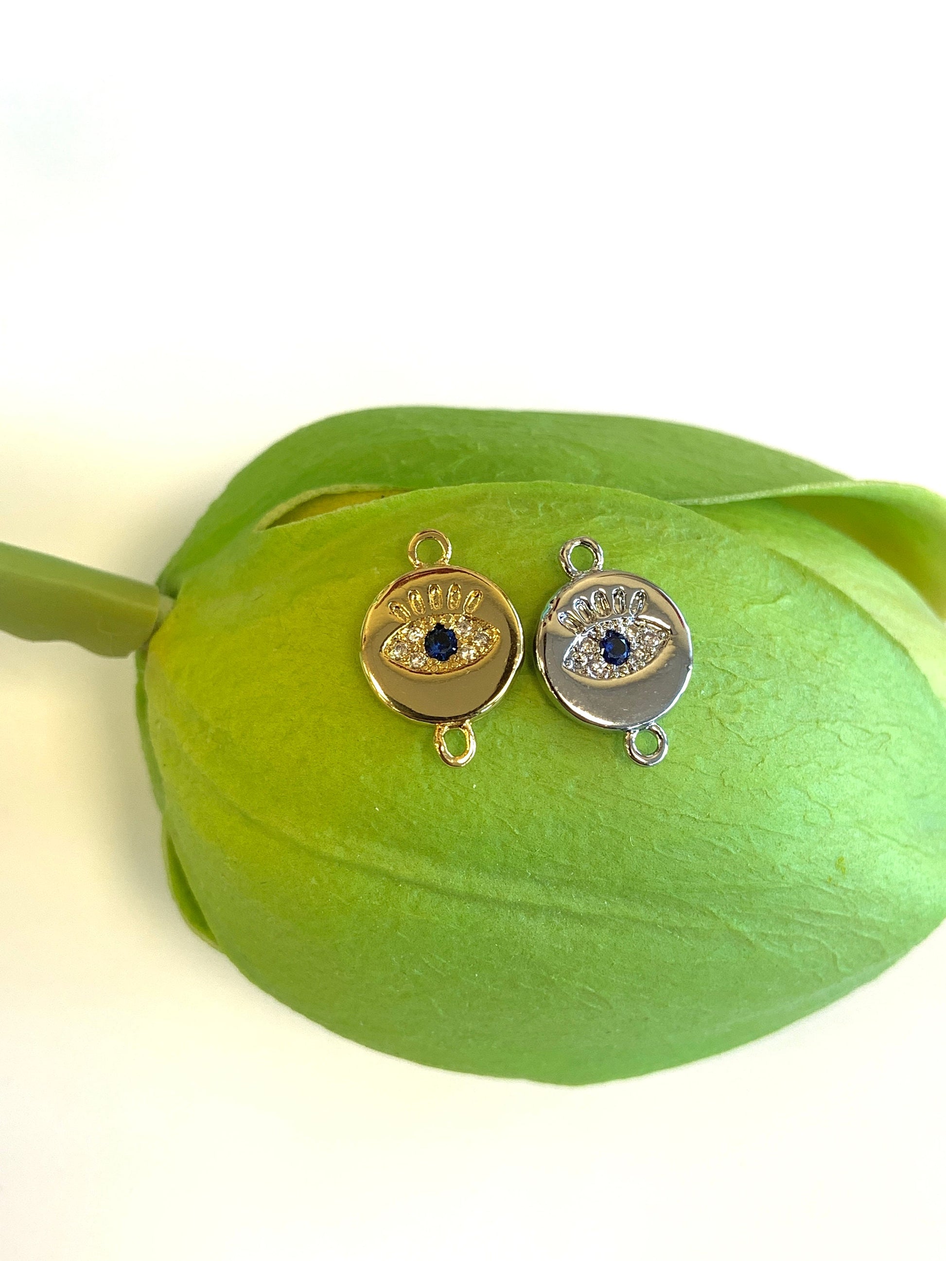 Round Evil Eye CZ Pave Connector | Bellaire Wholesale