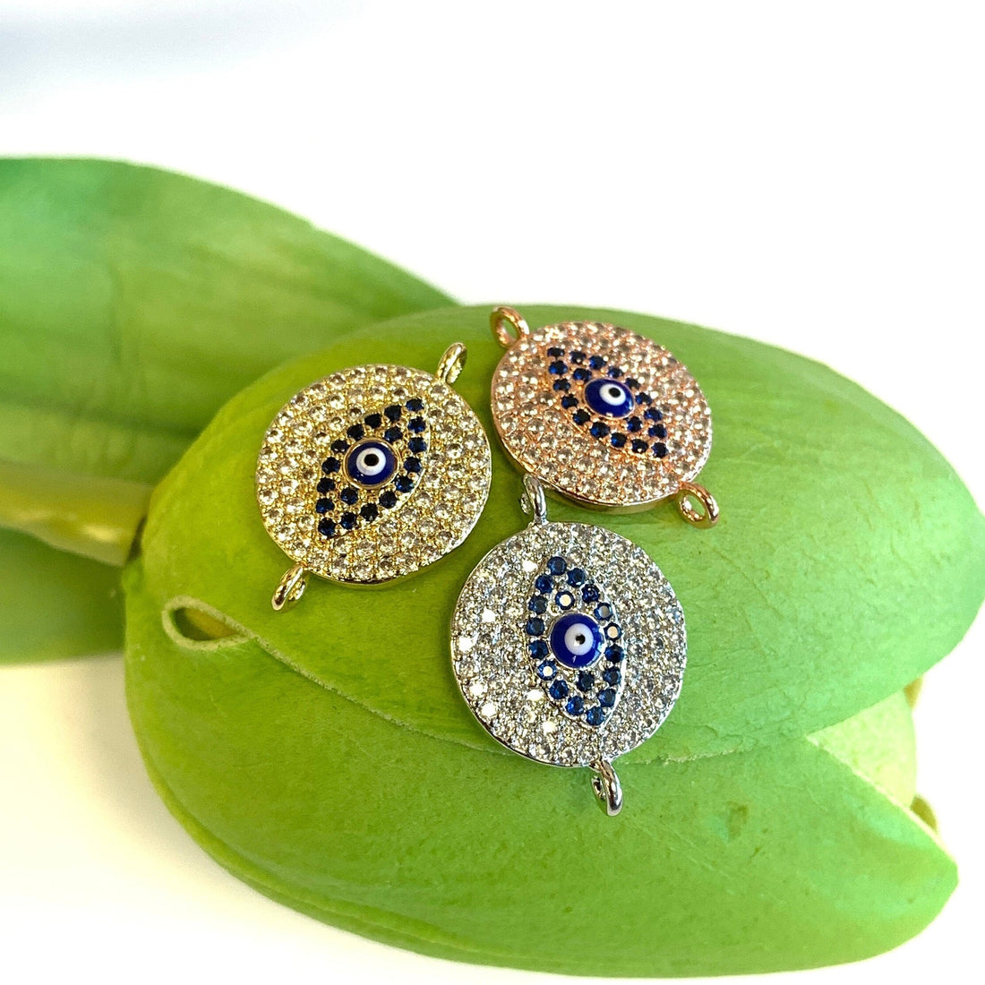 CZ Micro Pave Evil Eye Connector | Bellaire Wholesale
