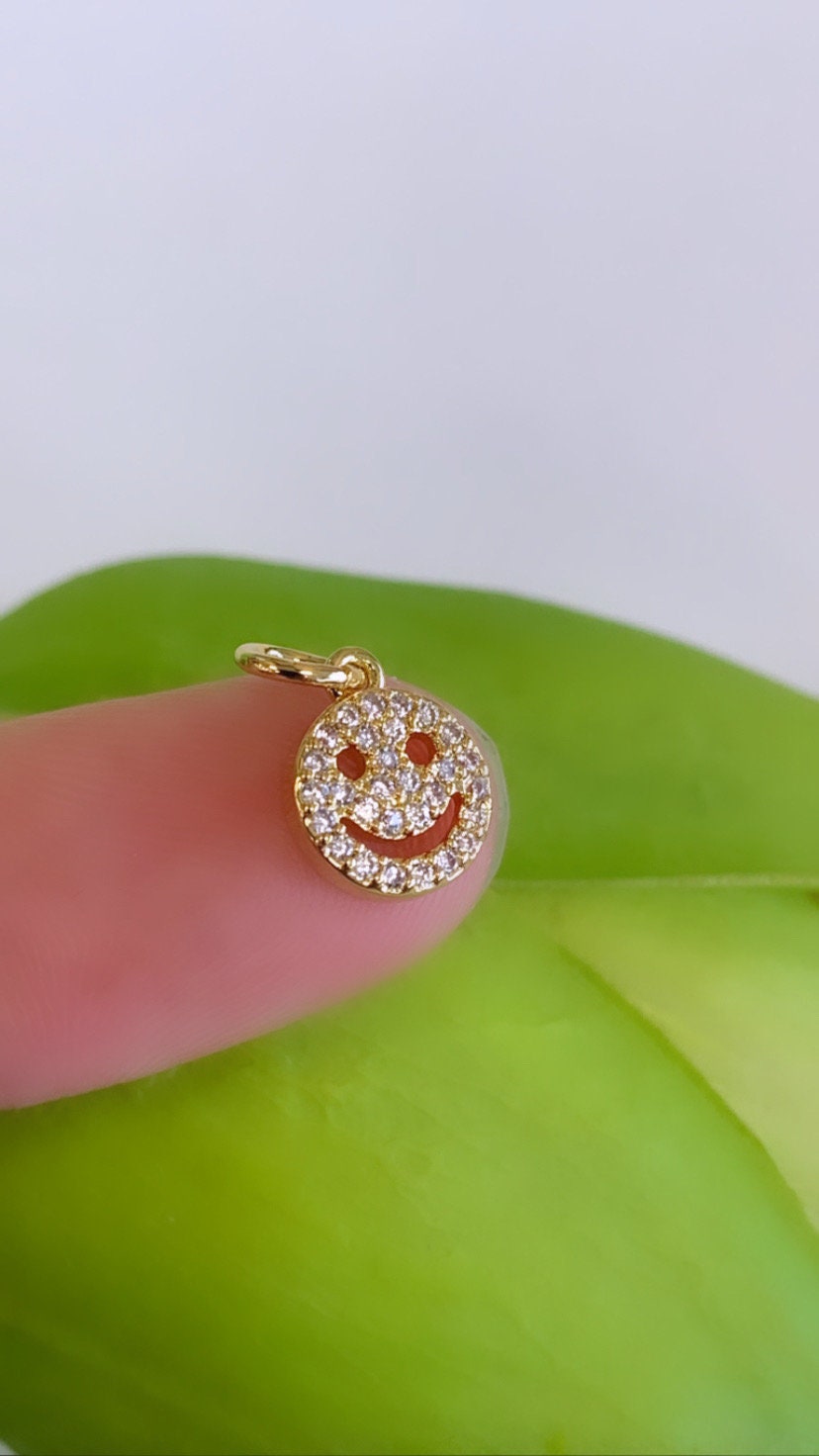 CZ Happy Face Charm 13mm x 8mm | Bellaire Wholesale