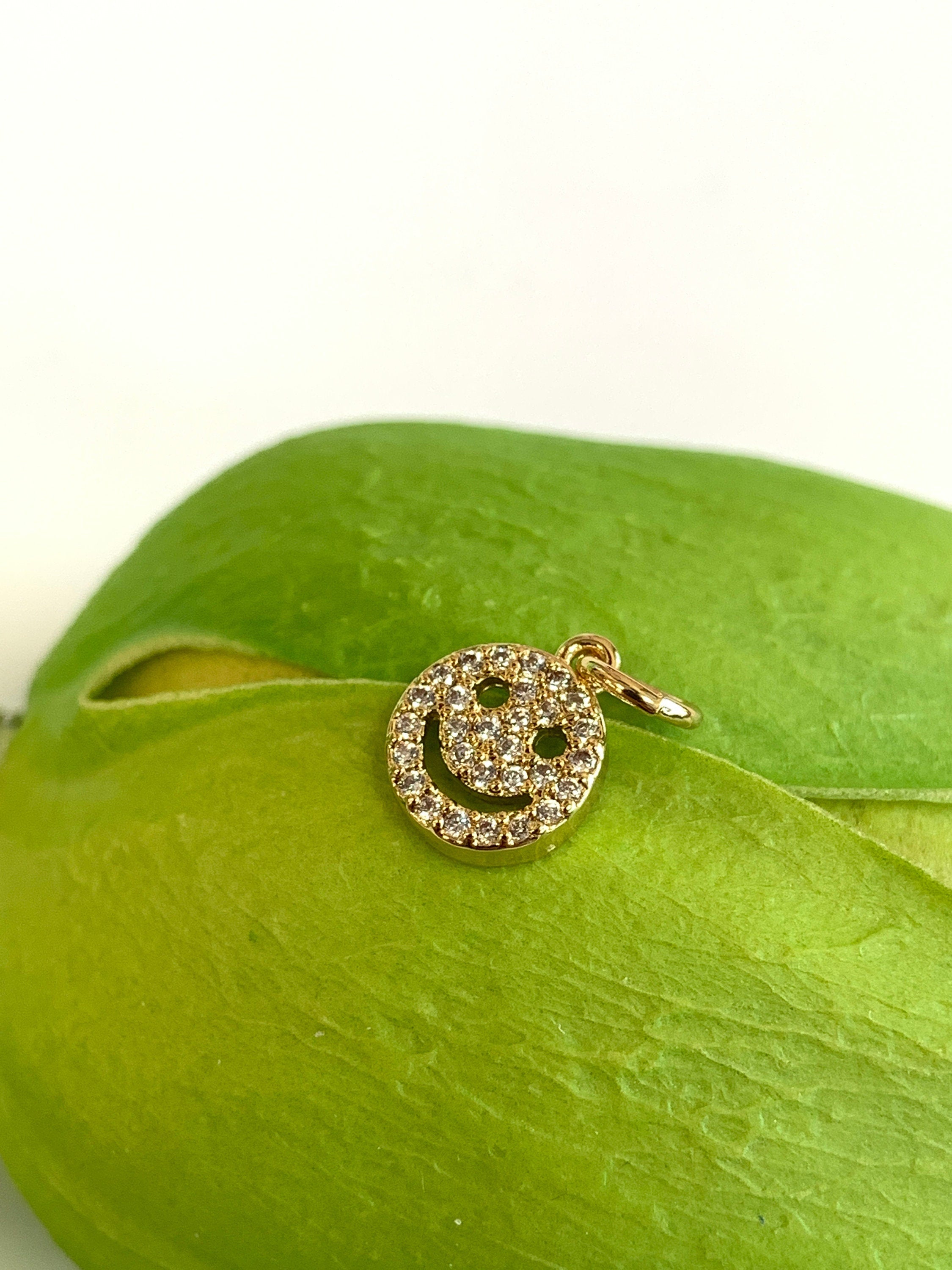 CZ Happy Face Charm 13mm x 8mm | Bellaire Wholesale