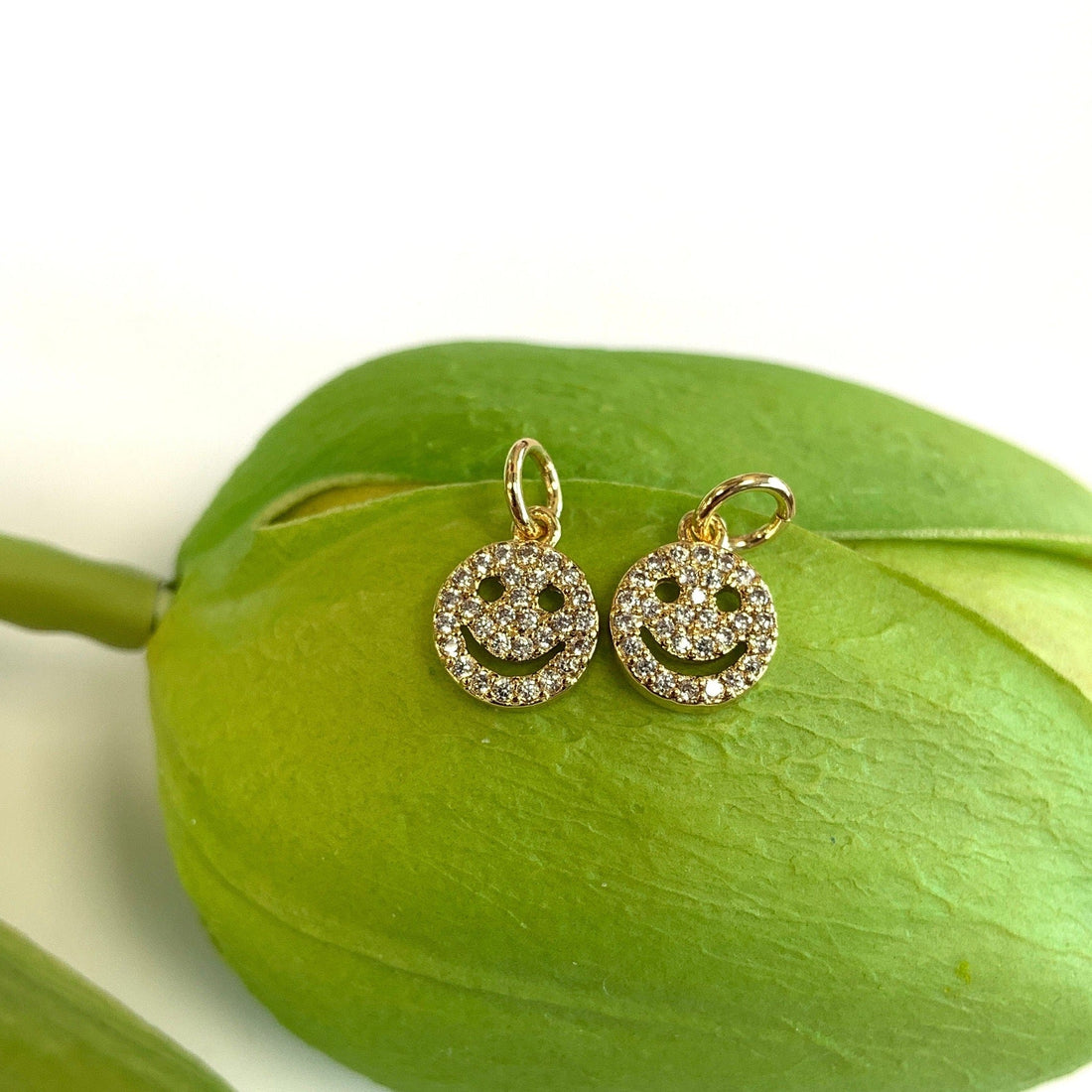 CZ Happy Face Charm 13mm x 8mm | Bellaire Wholesale