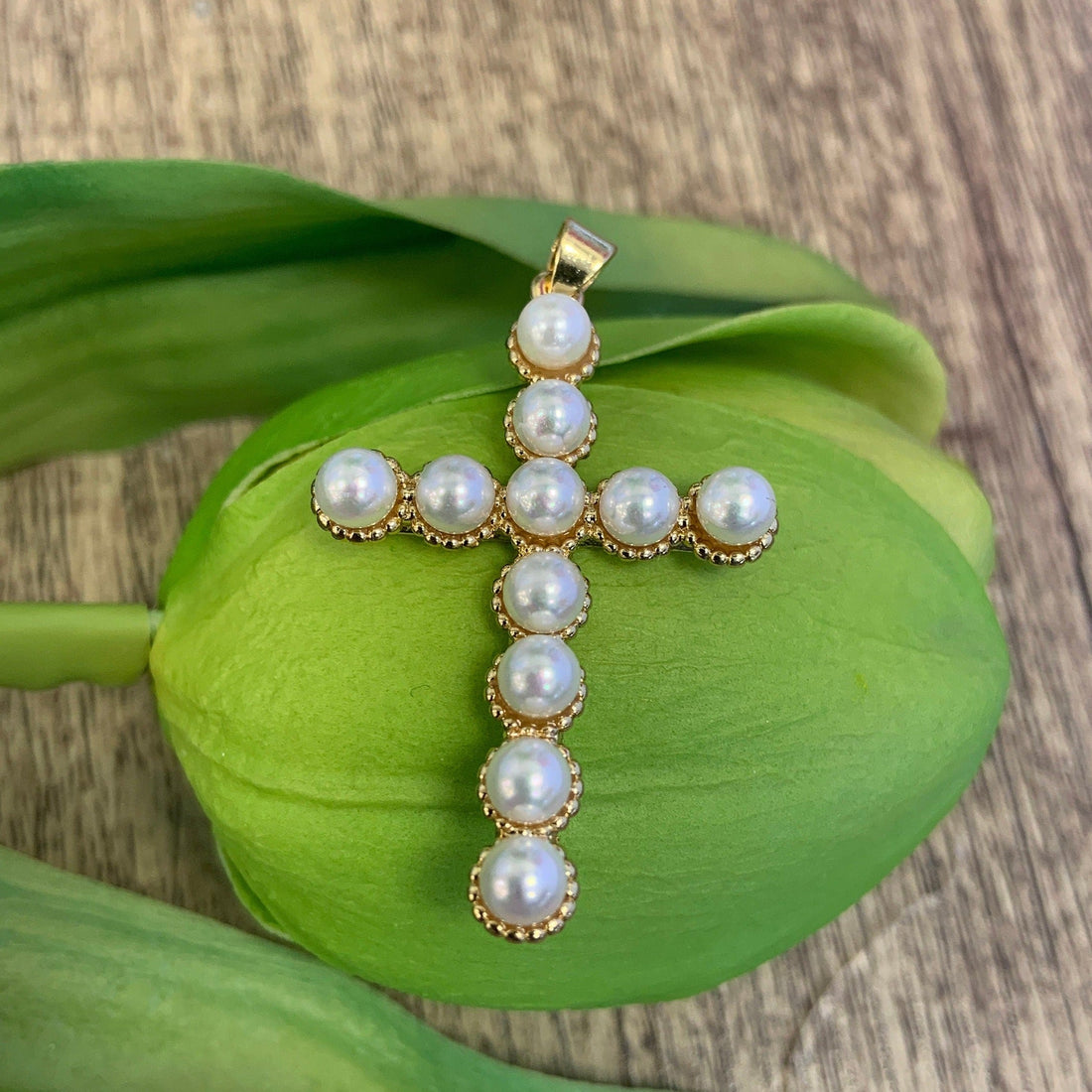Cross Pearl Pendant 45mm x 27mm | Bellaire Wholesale