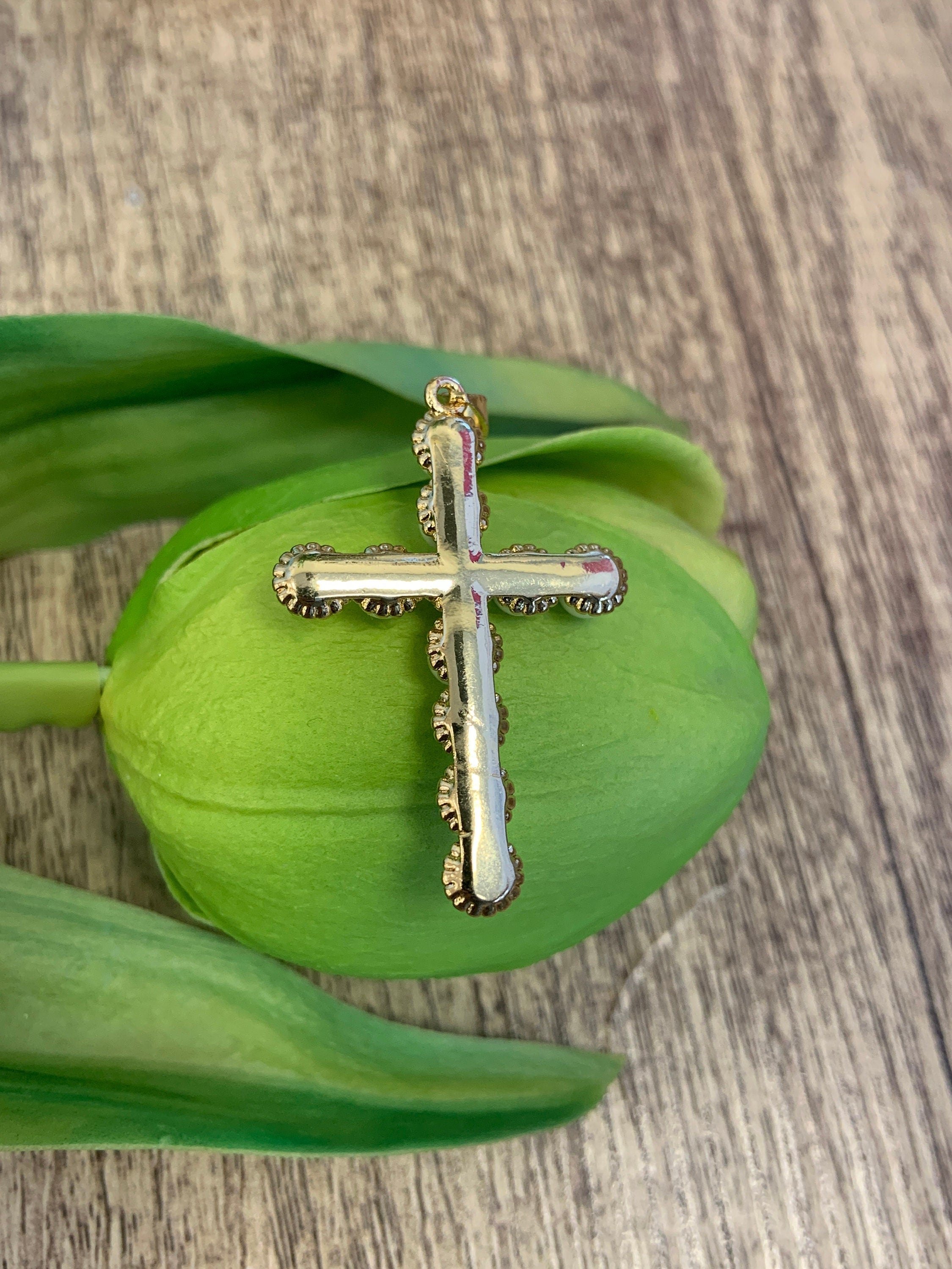Cross Pearl Pendant 45mm x 27mm | Bellaire Wholesale