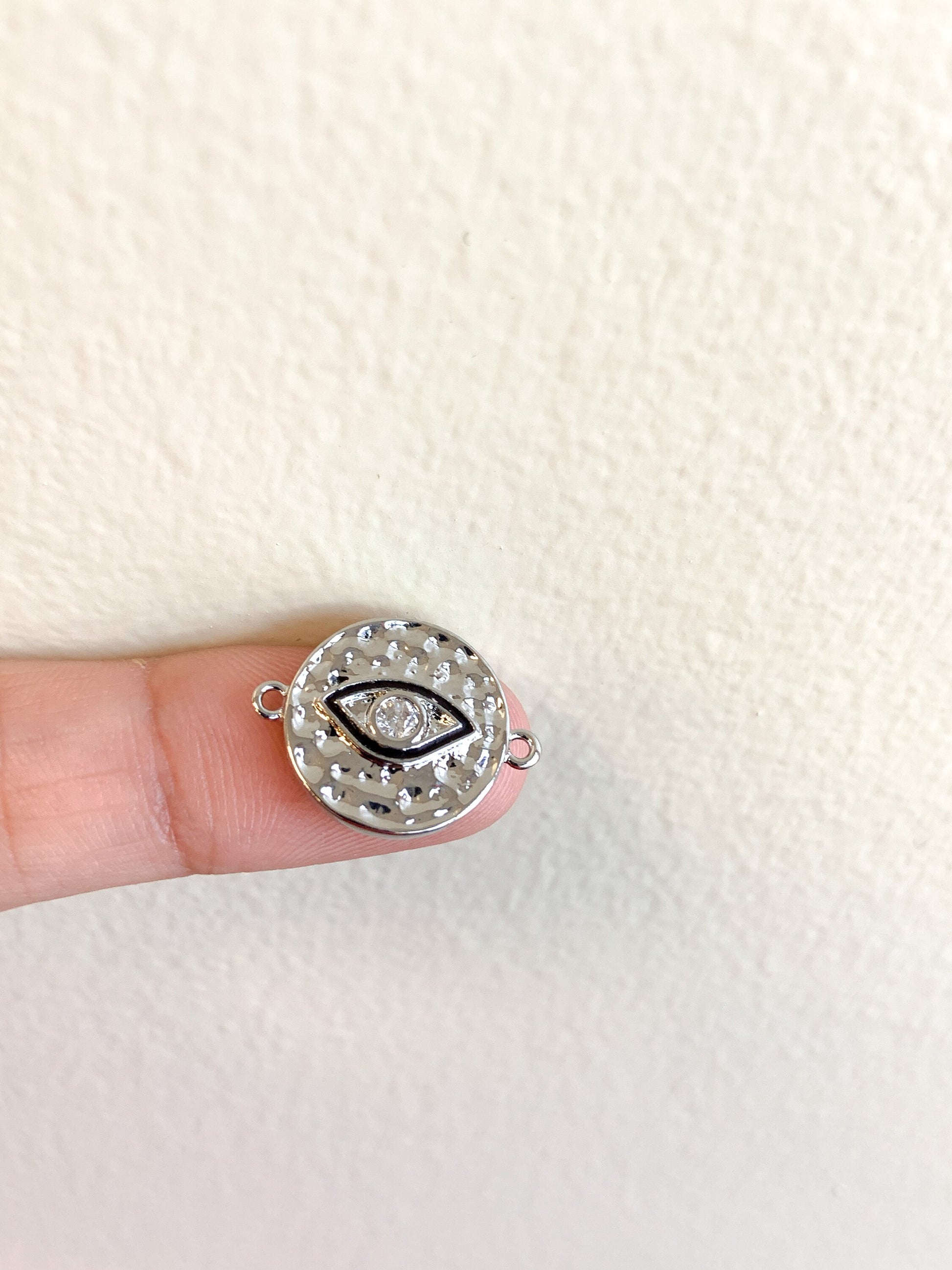 Hammered Evil Eye Connector |  Bellaire Wholesale