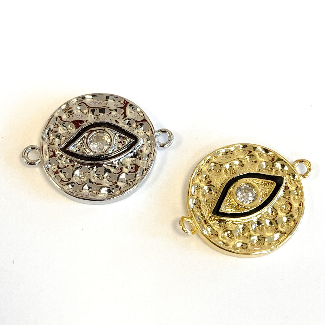 Hammered Evil Eye Connector |  Bellaire Wholesale