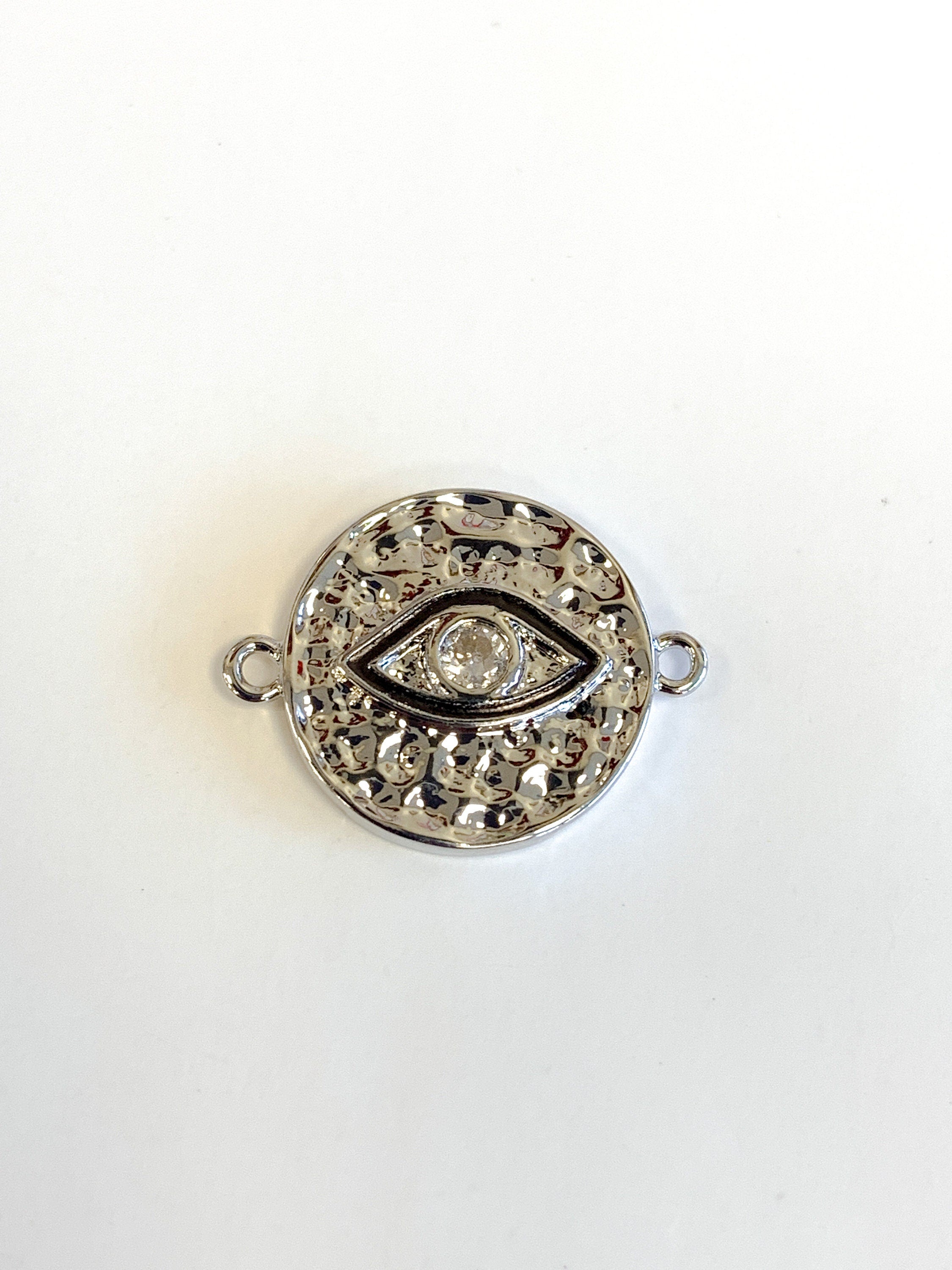 Hammered Evil Eye Connector |  Bellaire Wholesale