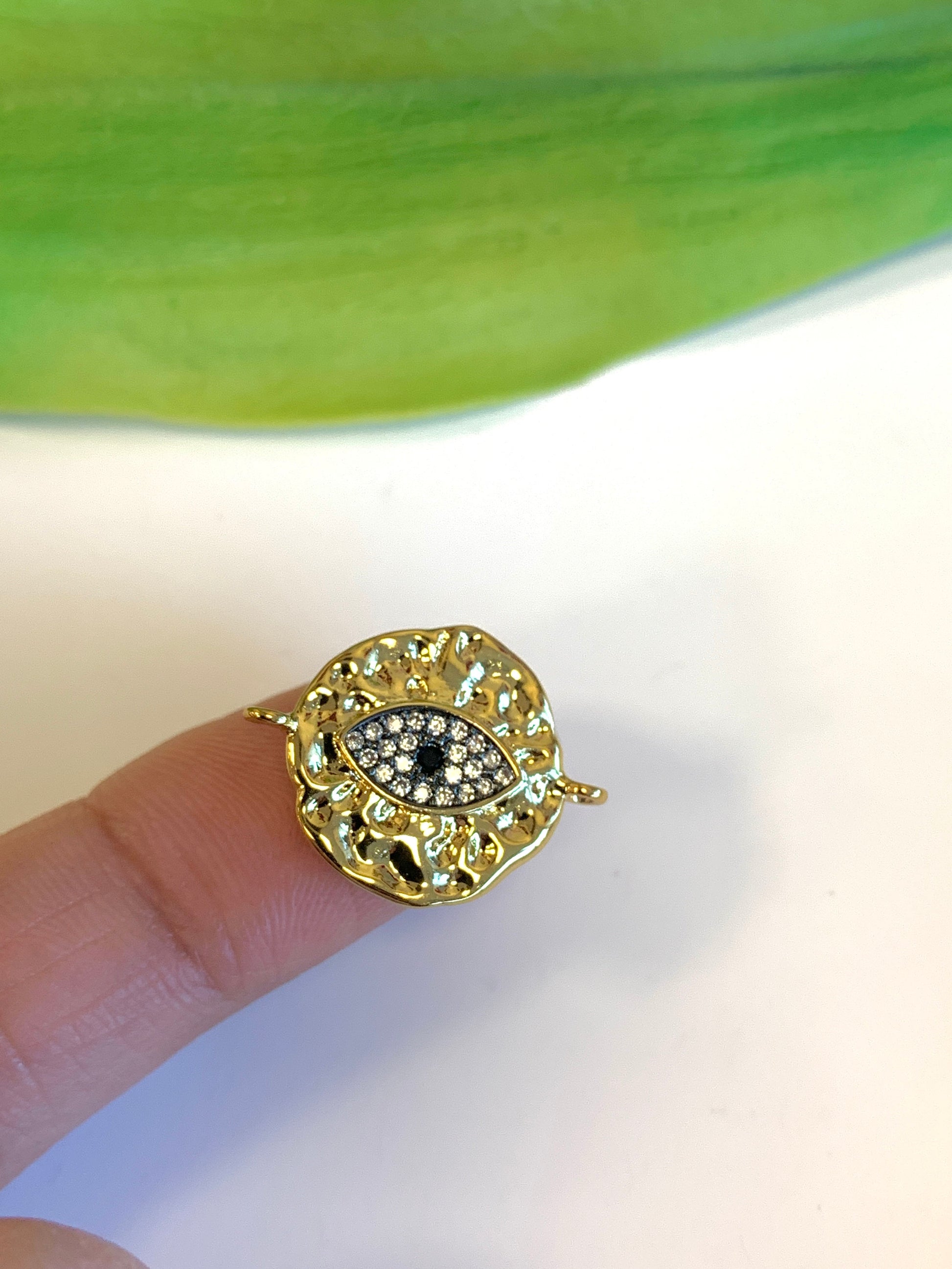 Hammered Evil Eye Connector | Bellaire Wholesale