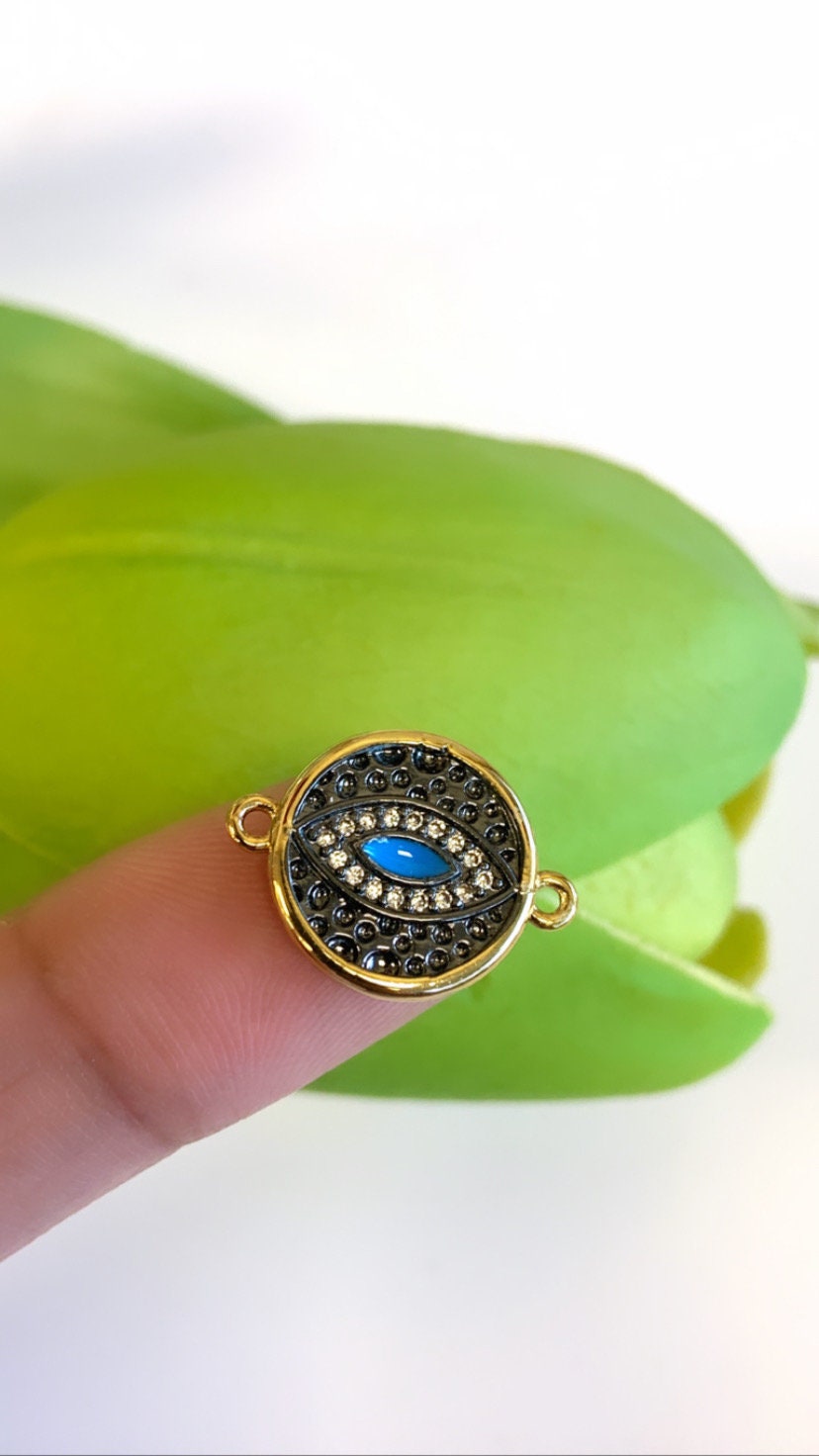Round Evil Eye CZ Pave Connector | Bellaire Wholesale