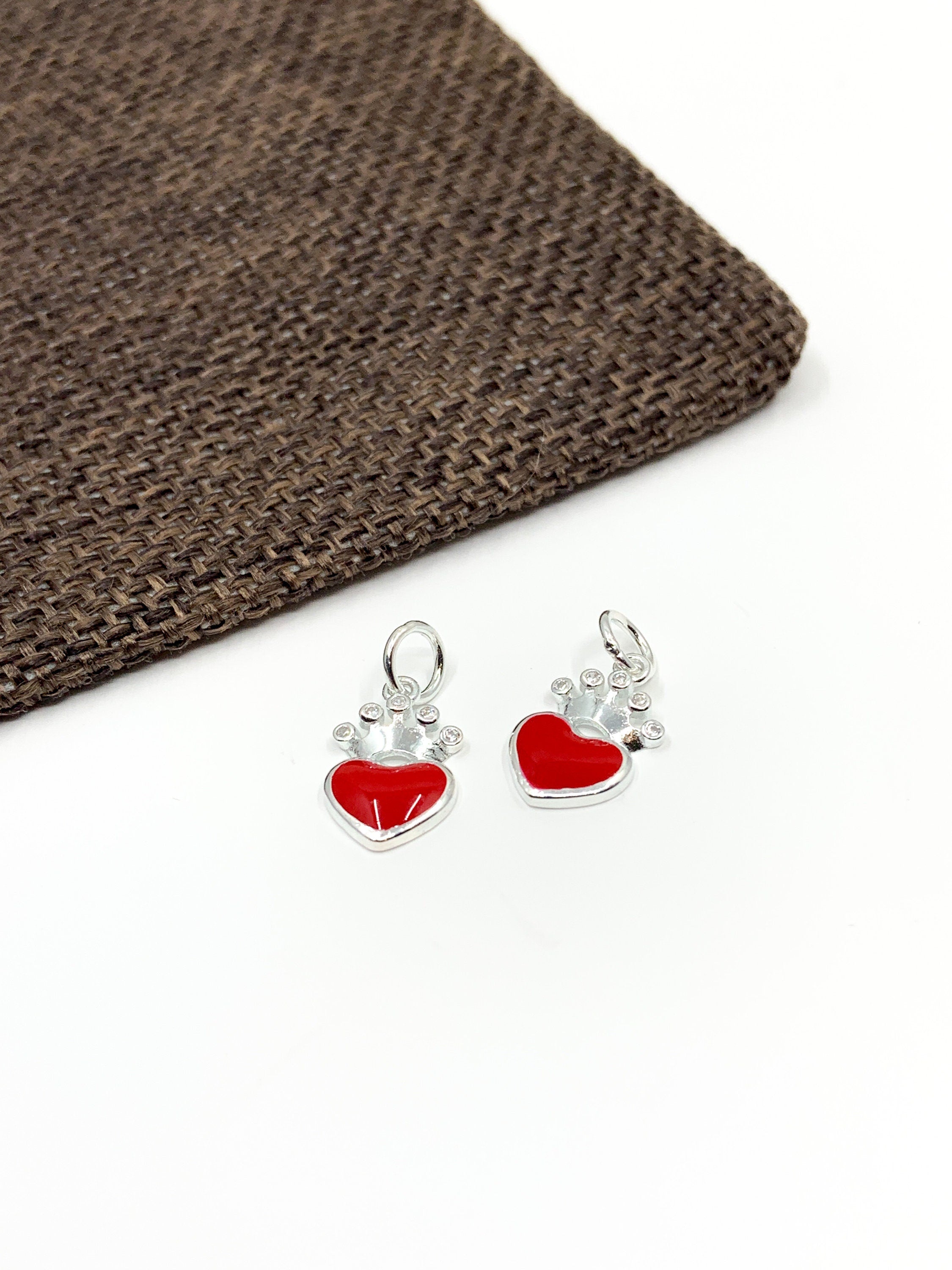 925 Sterling Silver Red Heart Charm | Bellaire Wholesale