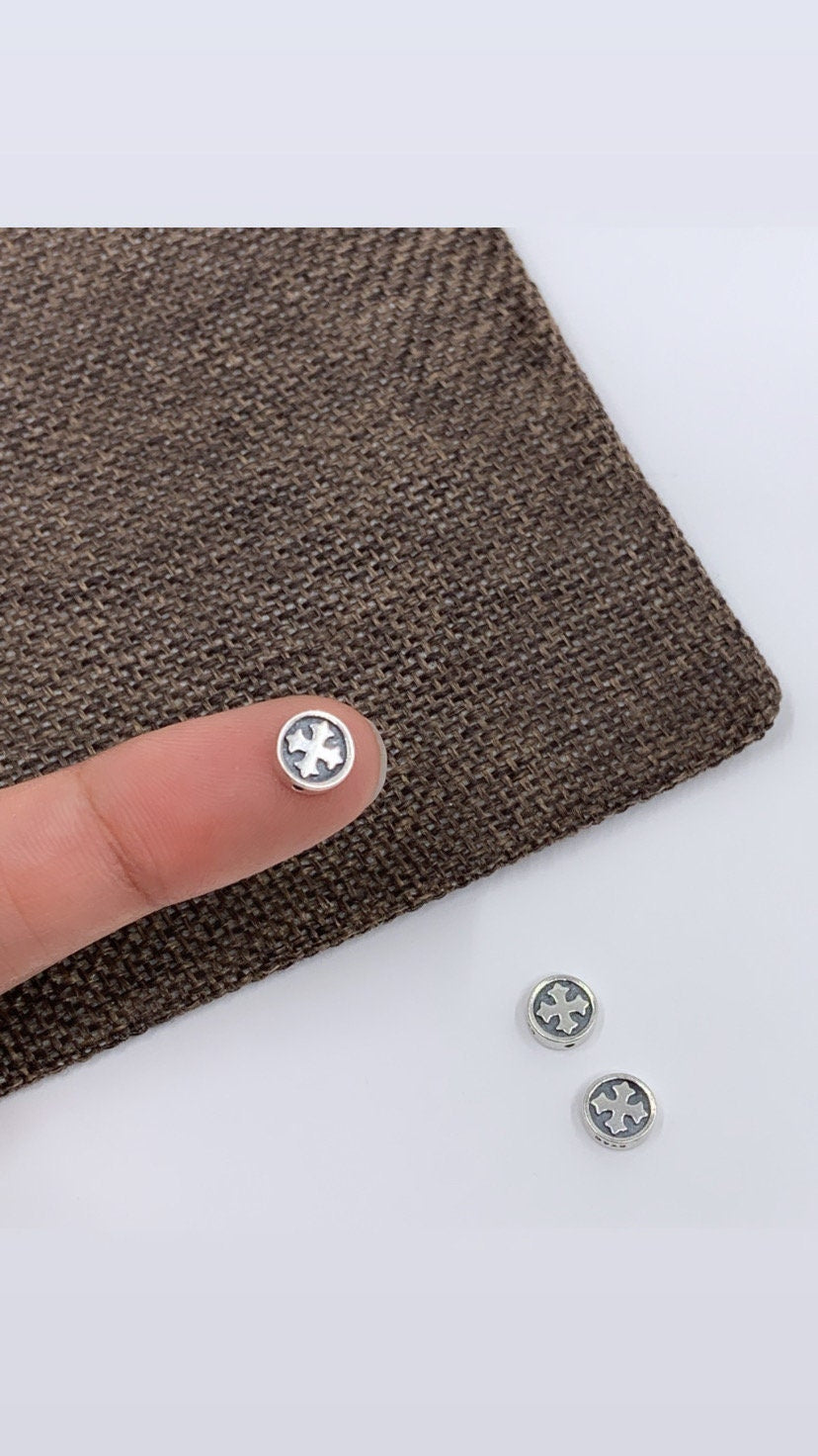 925 Sterling Silver Flat Round Cross Bead | Bellaire Wholesale