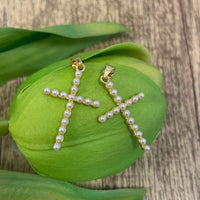 Cross Pearl Pendant 32mm x 18mm | Bellaire Wholesale