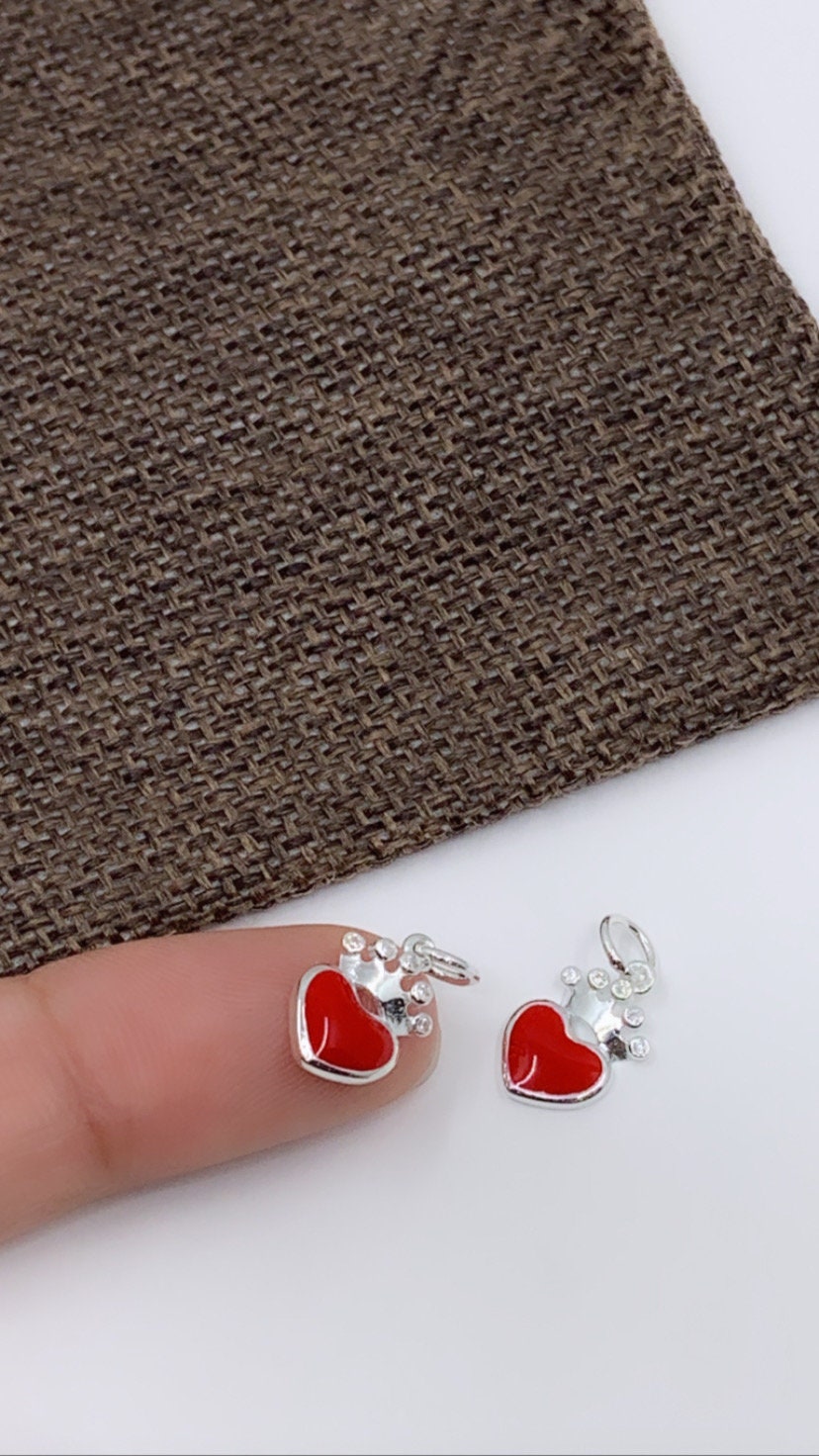 925 Sterling Silver Red Heart Charm | Bellaire Wholesale