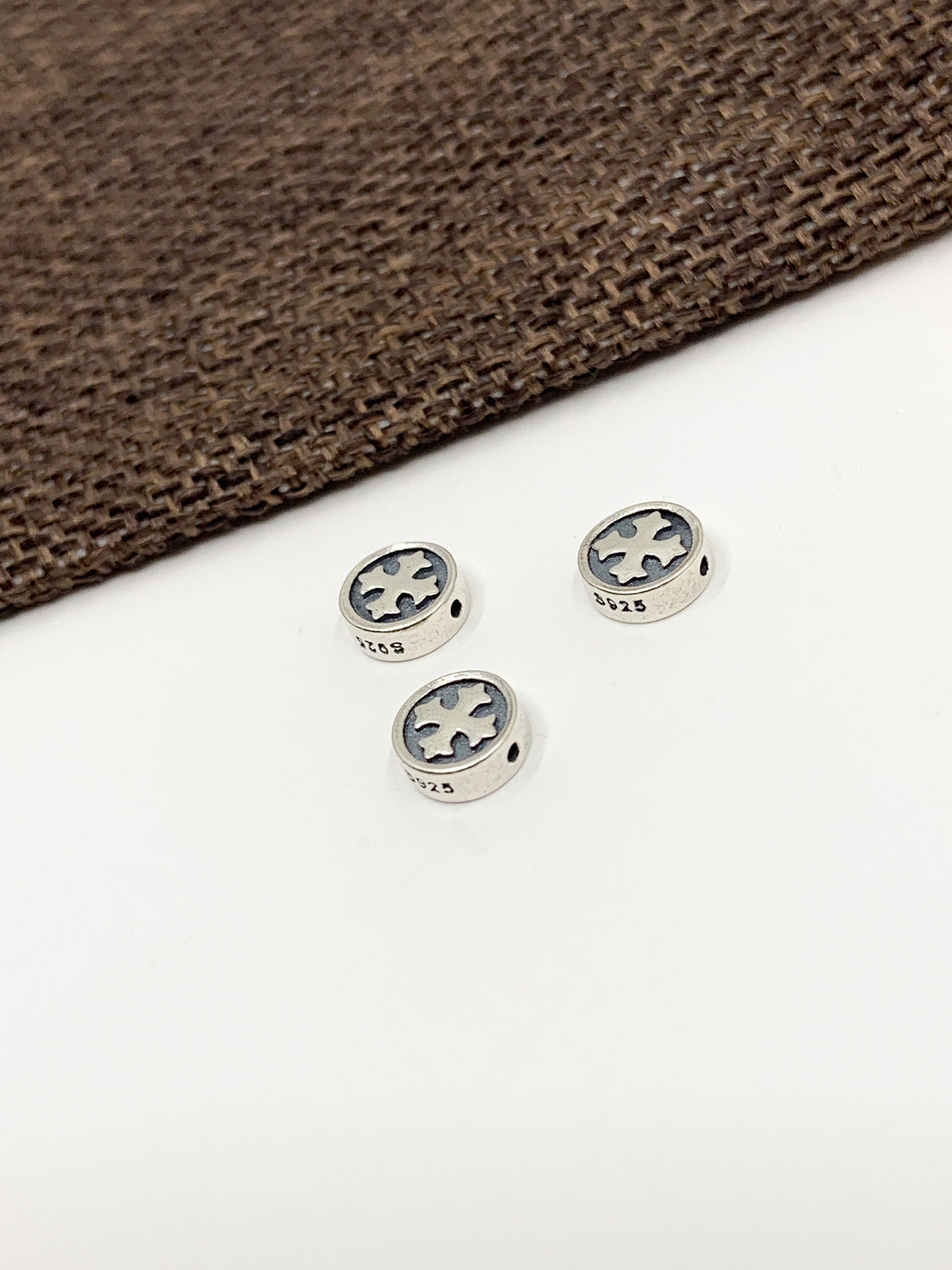 925 Sterling Silver Flat Round Cross Bead | Bellaire Wholesale