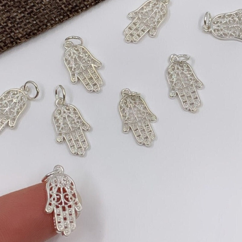 925 Sterling Silver Filigree Hamsa Charm | Bellaire Wholesale