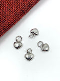 Tiny Heart Charms, Rhodium plated