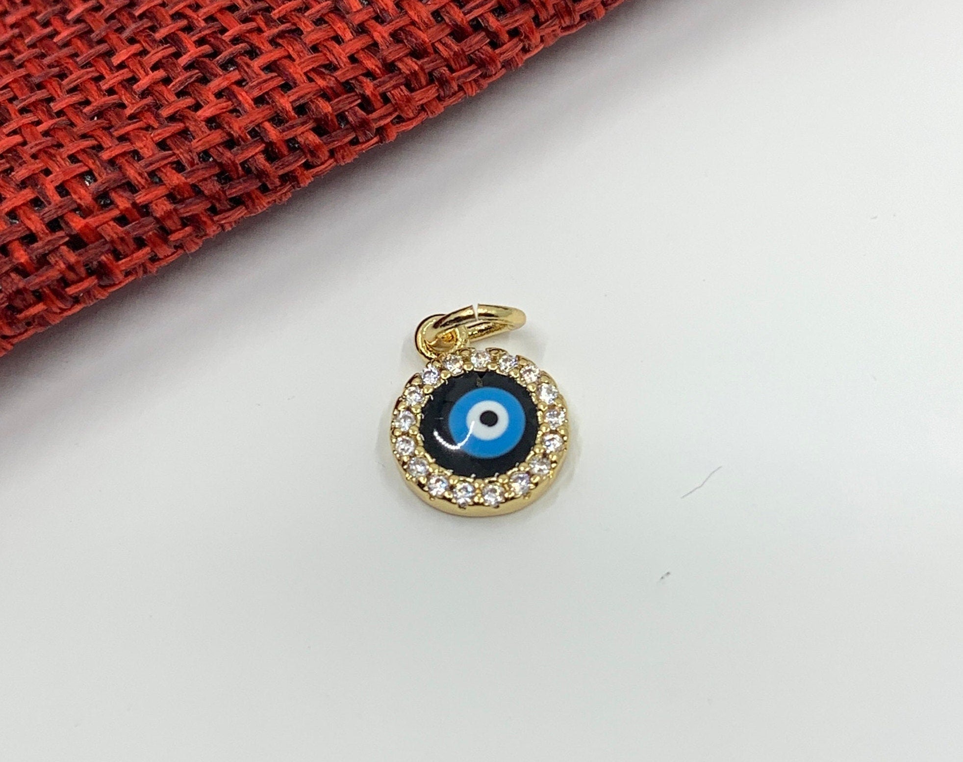 CZ Evil Eye Charm, 8mm x 13mm | Bellaire Wholesale