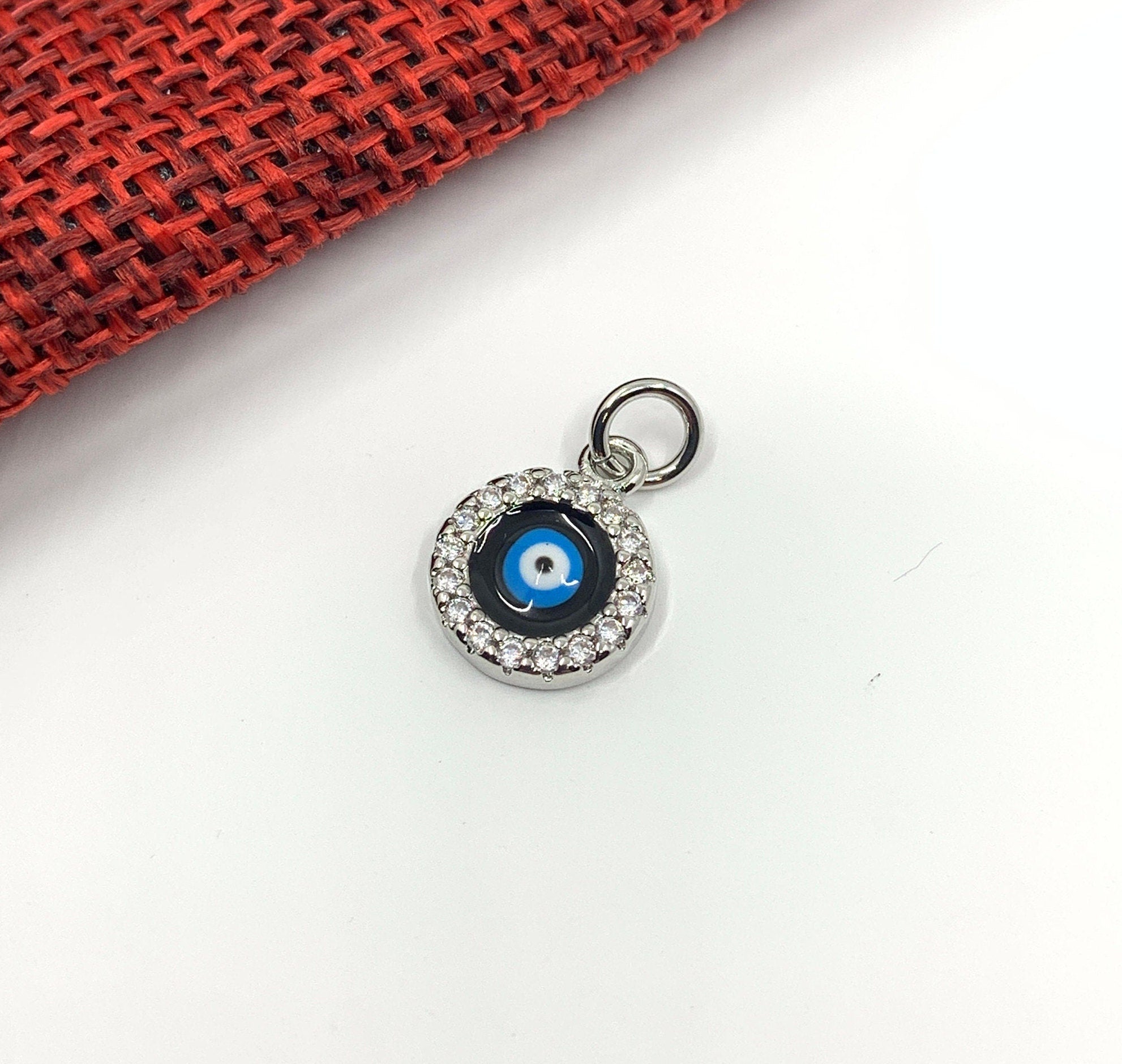 CZ Evil Eye Charm, 8mm x 13mm | Bellaire Wholesale