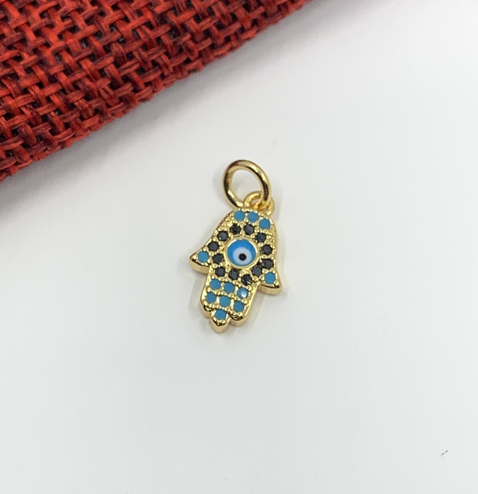 Evil Eye Hamsa Charm, 14mm x 7mm
