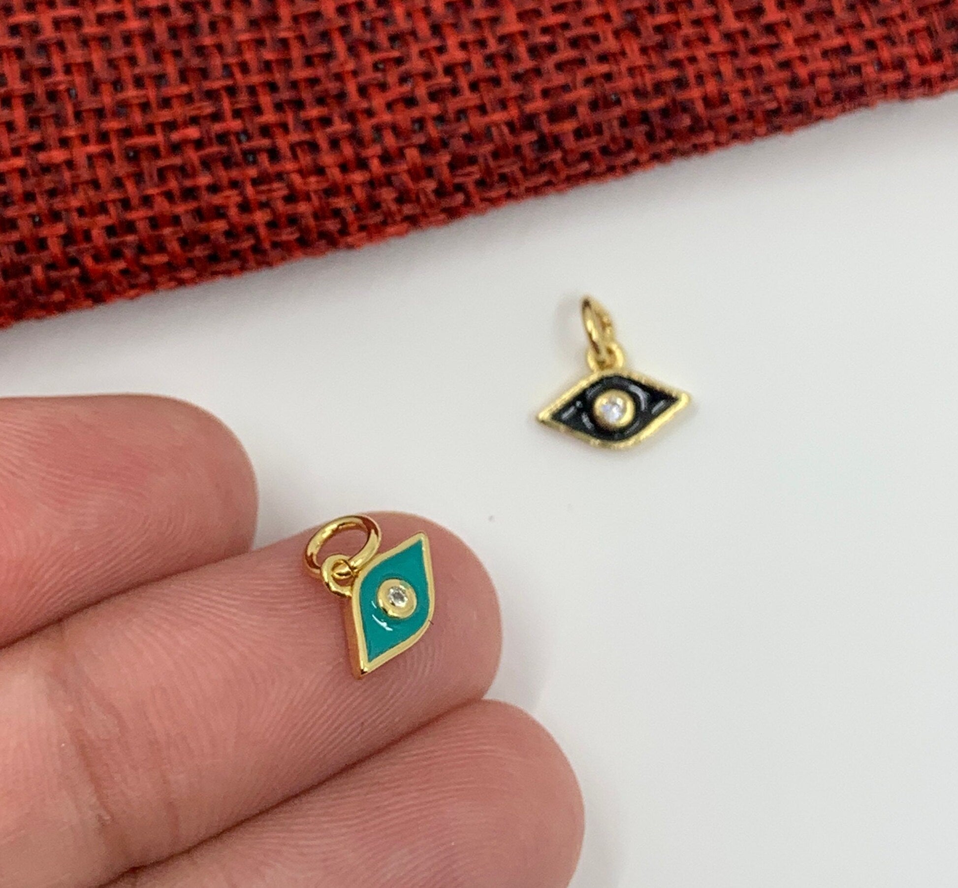 Tiny Enamel Evil Eye Shape Charm | Bellaire Wholesale