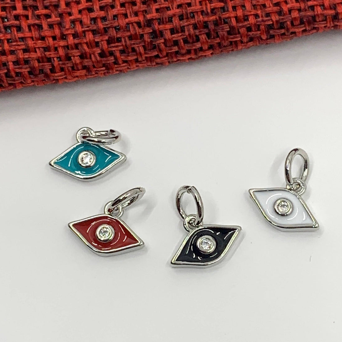 Tiny Evil Eye Charm, Rhodium Plated | Bellaire Wholesale