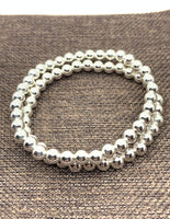 925 Silver Bead Bracelet, 6mm bead size