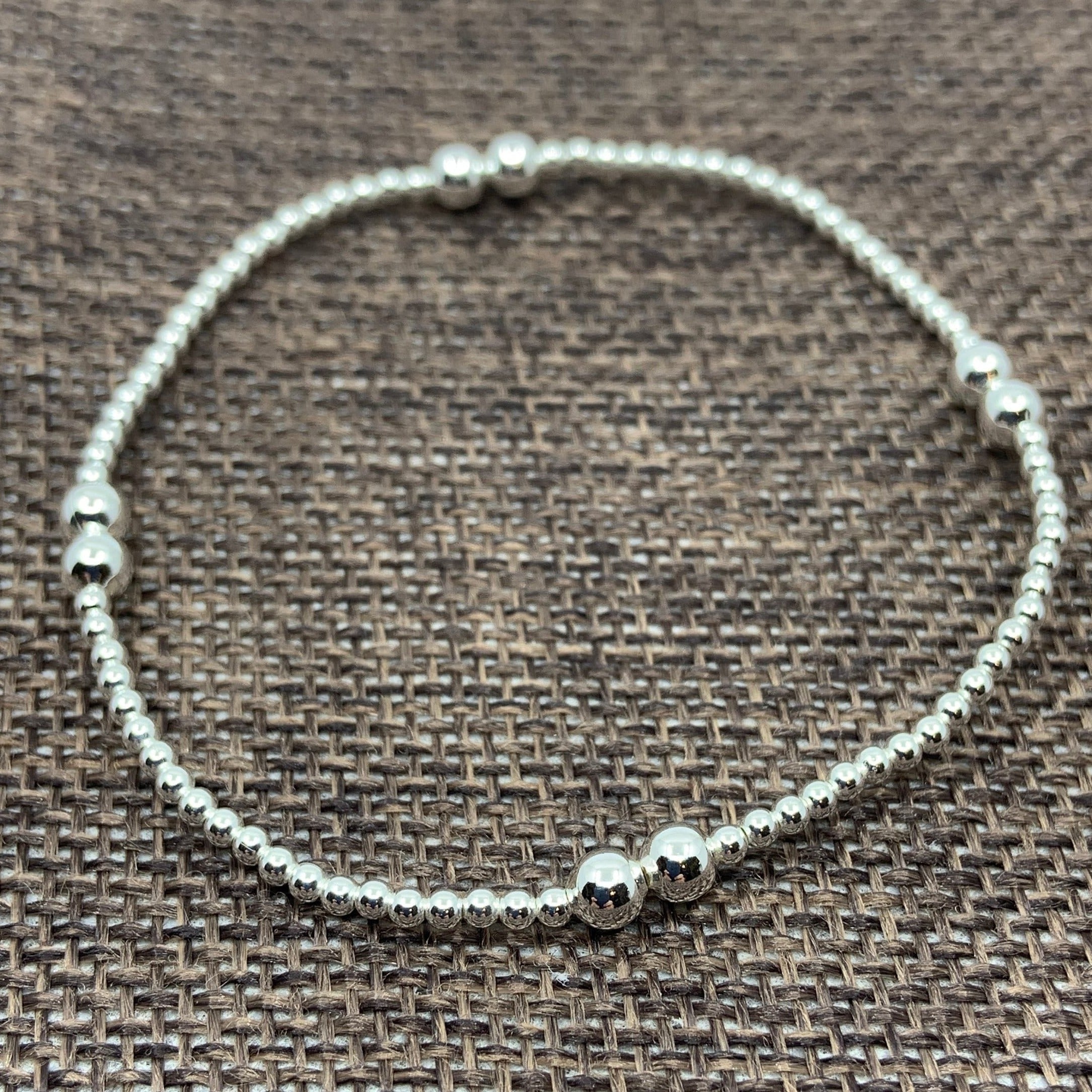 925 Silver Bead Bracelet, 2mm 4mm bead size