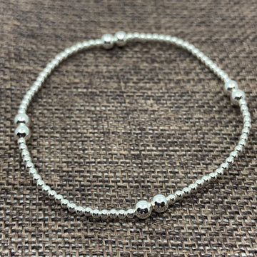 925 Silver Bead Bracelet, 2mm 4mm bead size