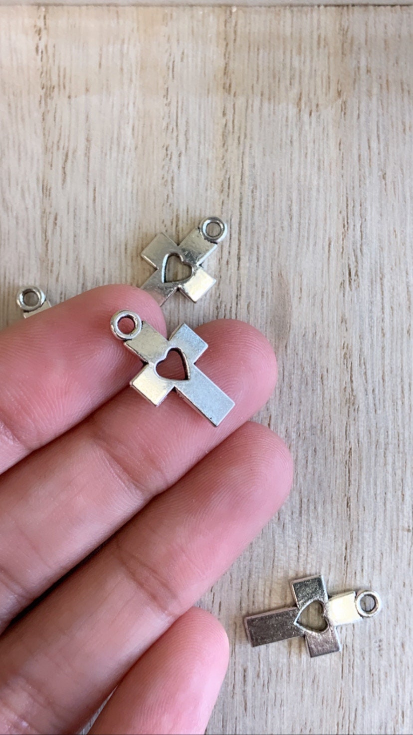 Alloy Cross Heart Charm | Bellaire Wholesale