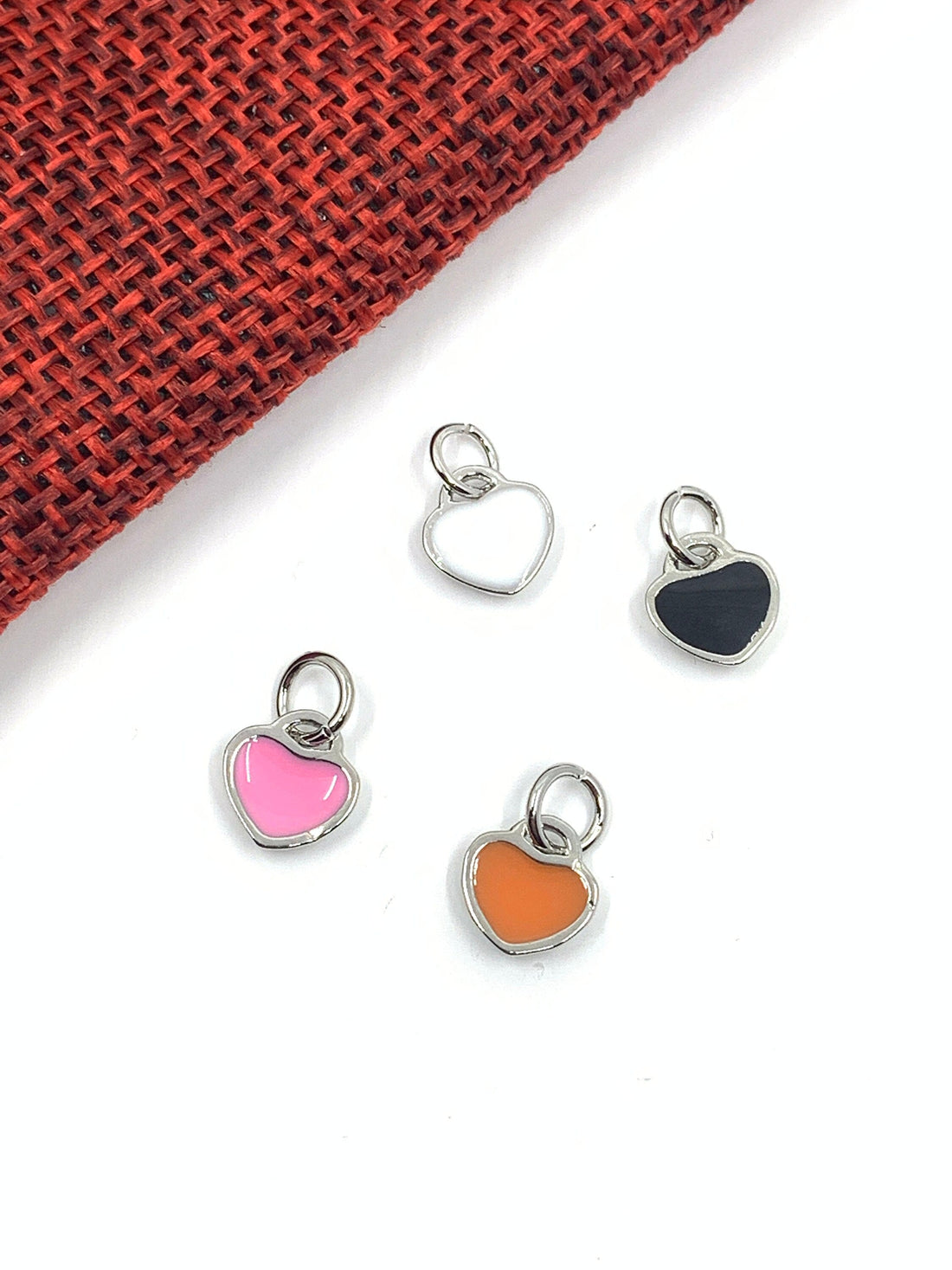 Tiny Heart Charms, Rhodium plated