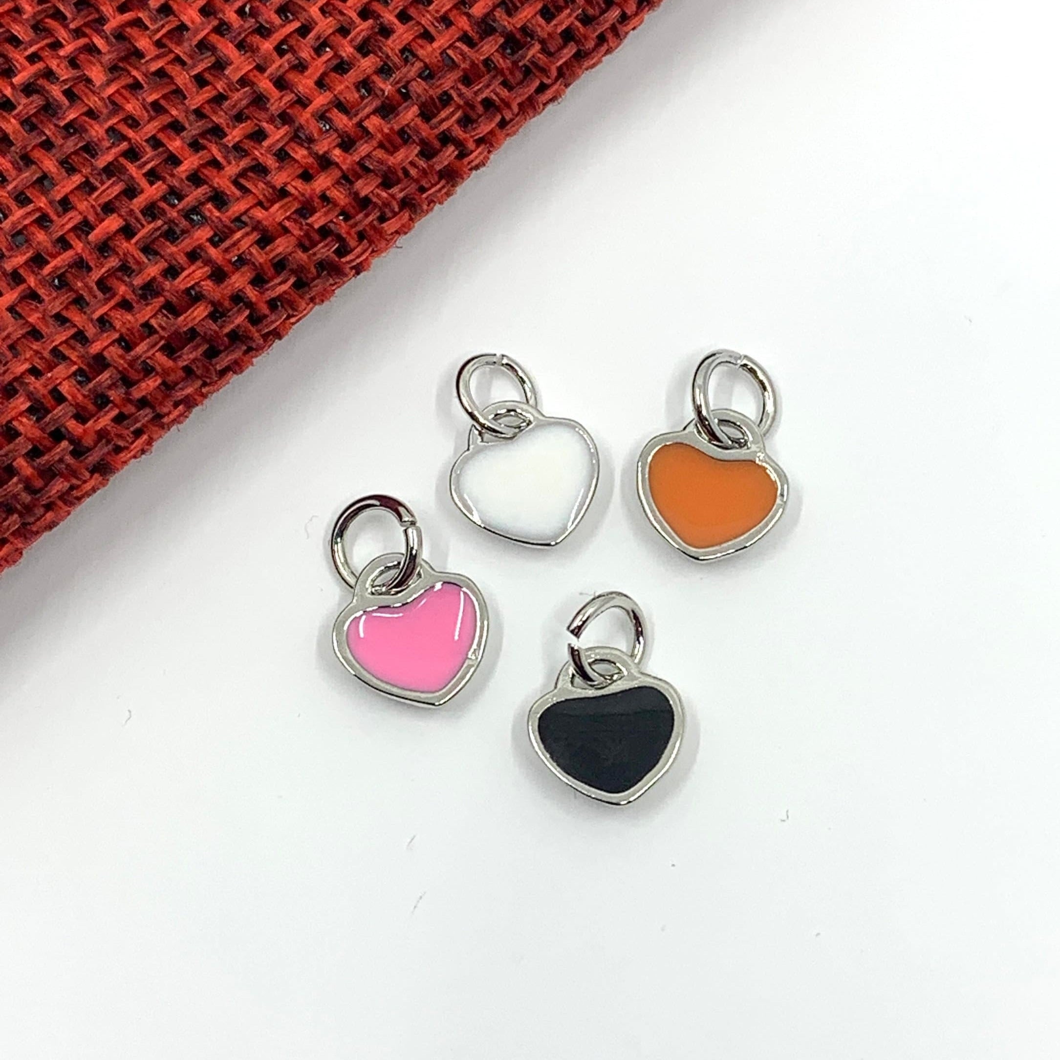 Tiny Heart Charms, Rhodium plated